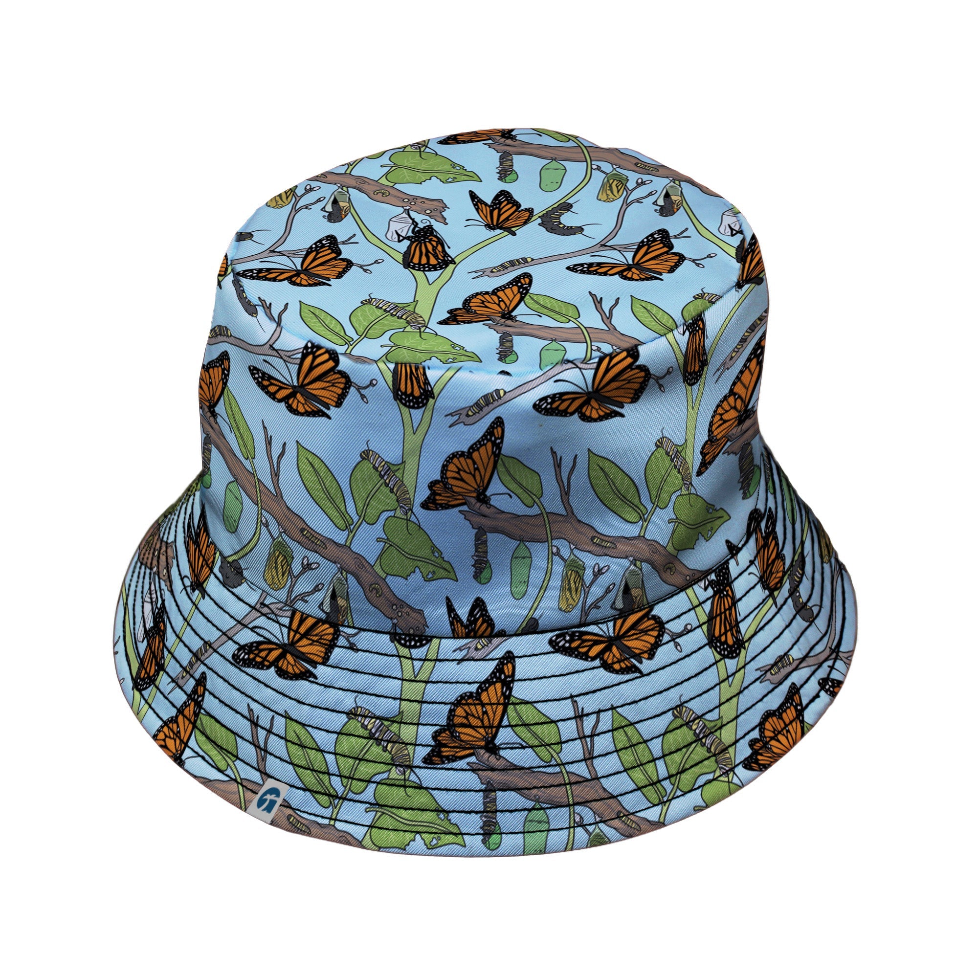 Butterfly Cycle Bucket Hat Geek Nerd botany print Design by Julie Kitzes lx - B