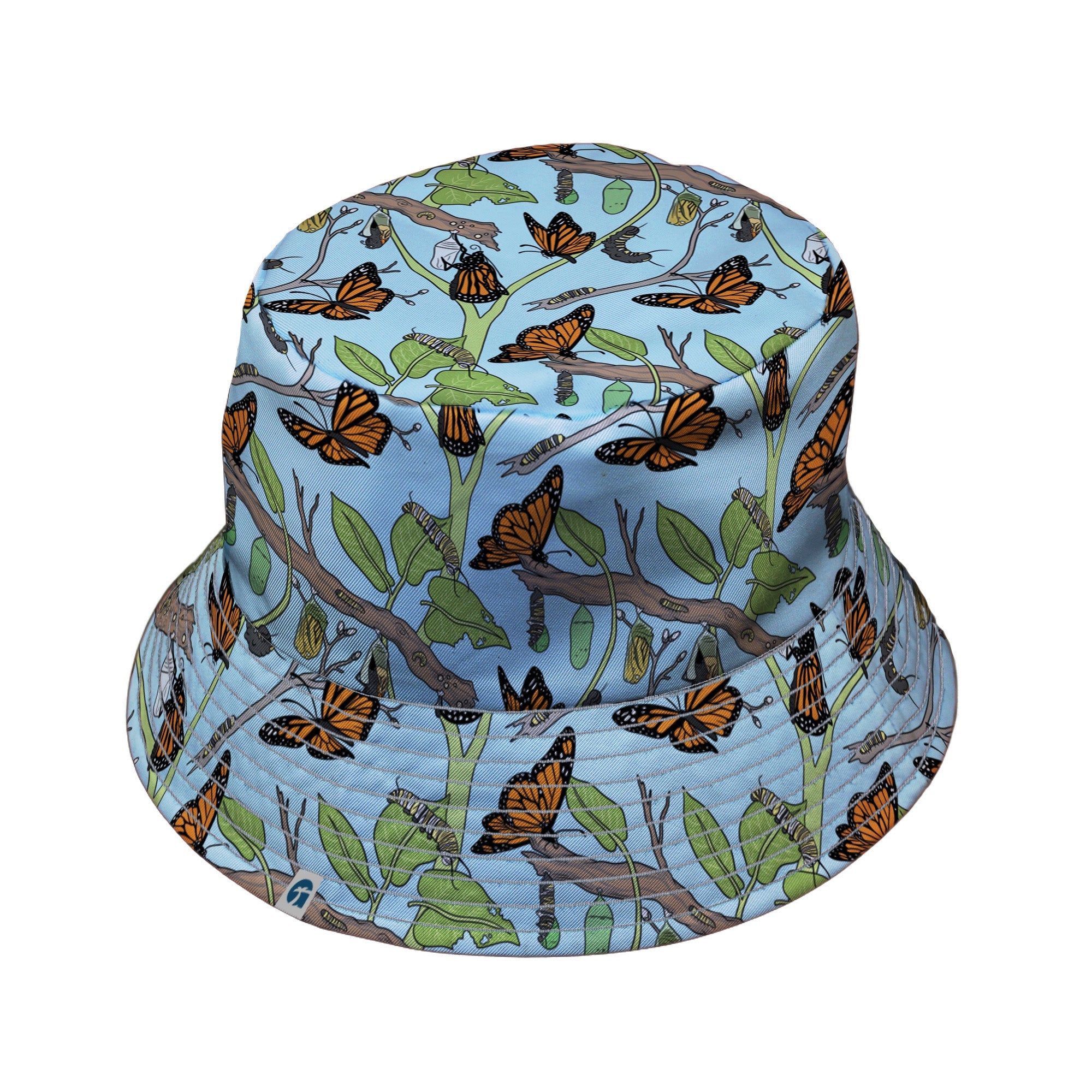 Butterfly Cycle Bucket Hat Geek Nerd botany print Design by Julie Kitzes lx - B