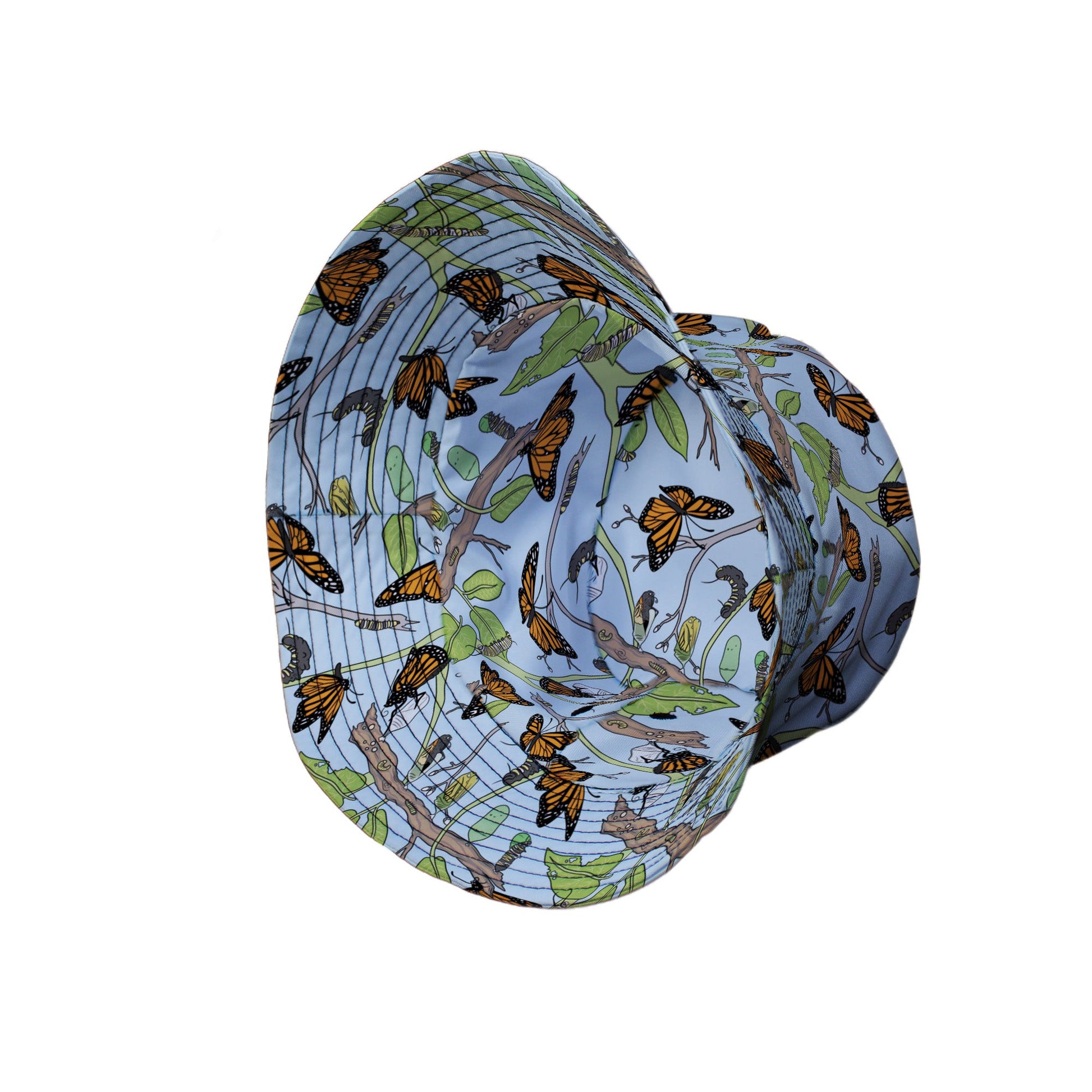 Butterfly Cycle Bucket Hat Geek Nerd botany print Design by Julie Kitzes lx - B