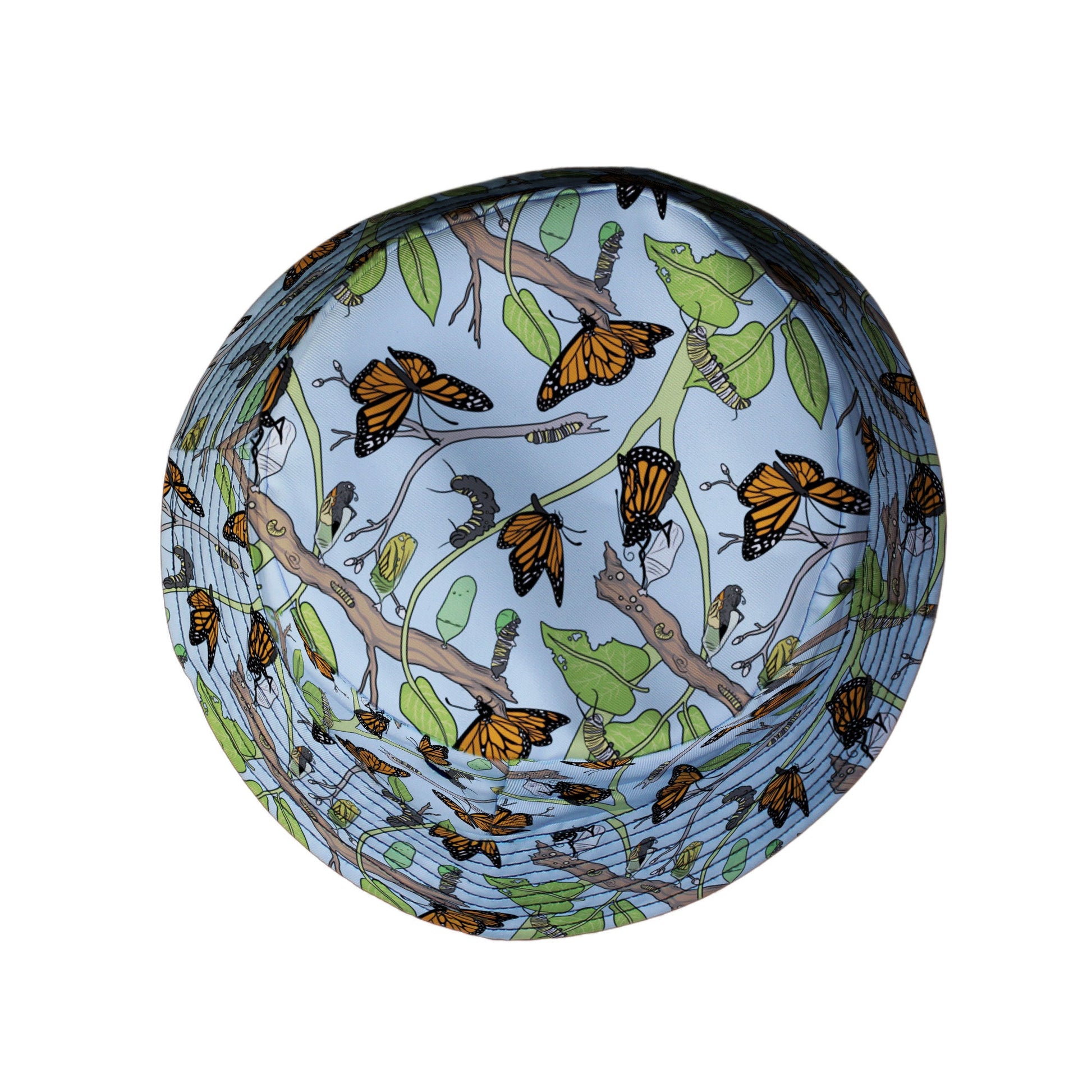 Butterfly Cycle Bucket Hat Geek Nerd botany print Design by Julie Kitzes lx - B
