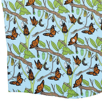 Butterfly Cycle Button Up Shirt Geek Nerd adult sizing botany print Design by Julie Kitzes