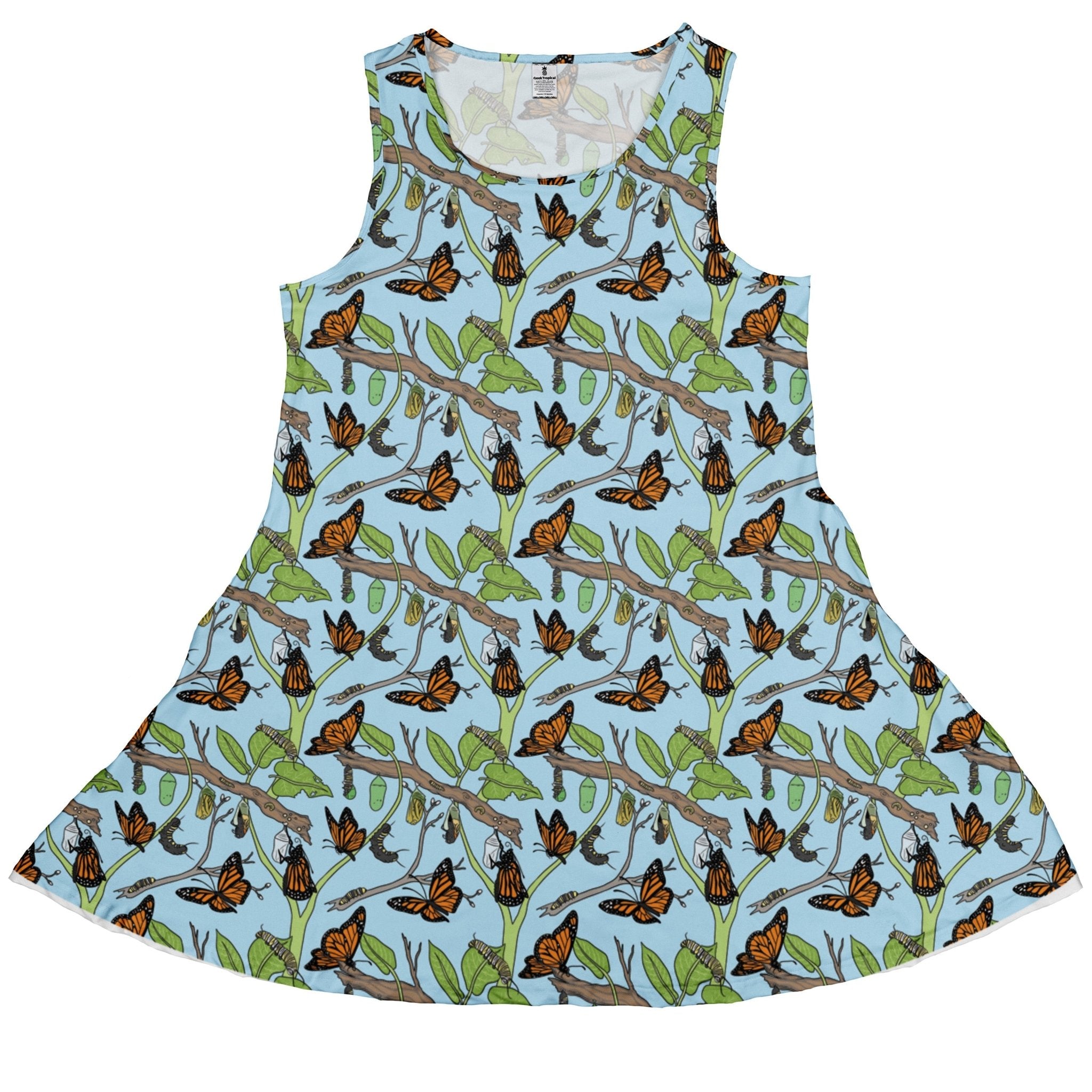 Butterfly Cycle Dress Geek Nerd botany print Design by Julie Kitzes lx - C