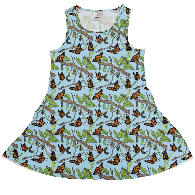Butterfly Cycle Dress Geek Nerd botany print Design by Julie Kitzes lx - C