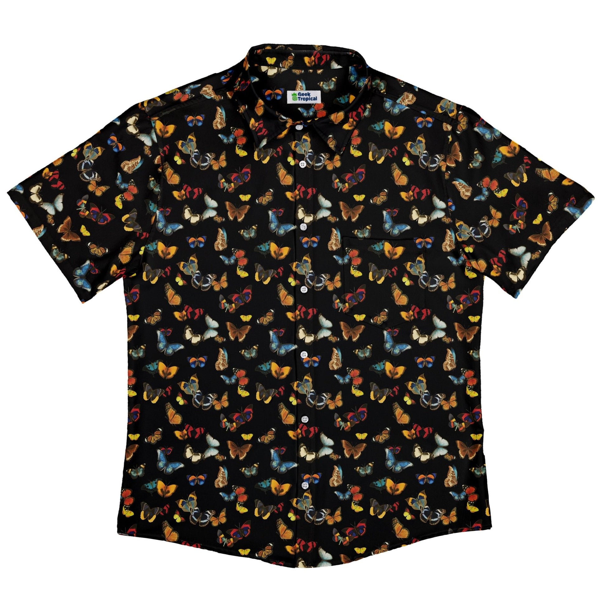 Butterfly Spring Button Up Shirt Geek Nerd 0925 adult sizing All Adult Button Up Shirts