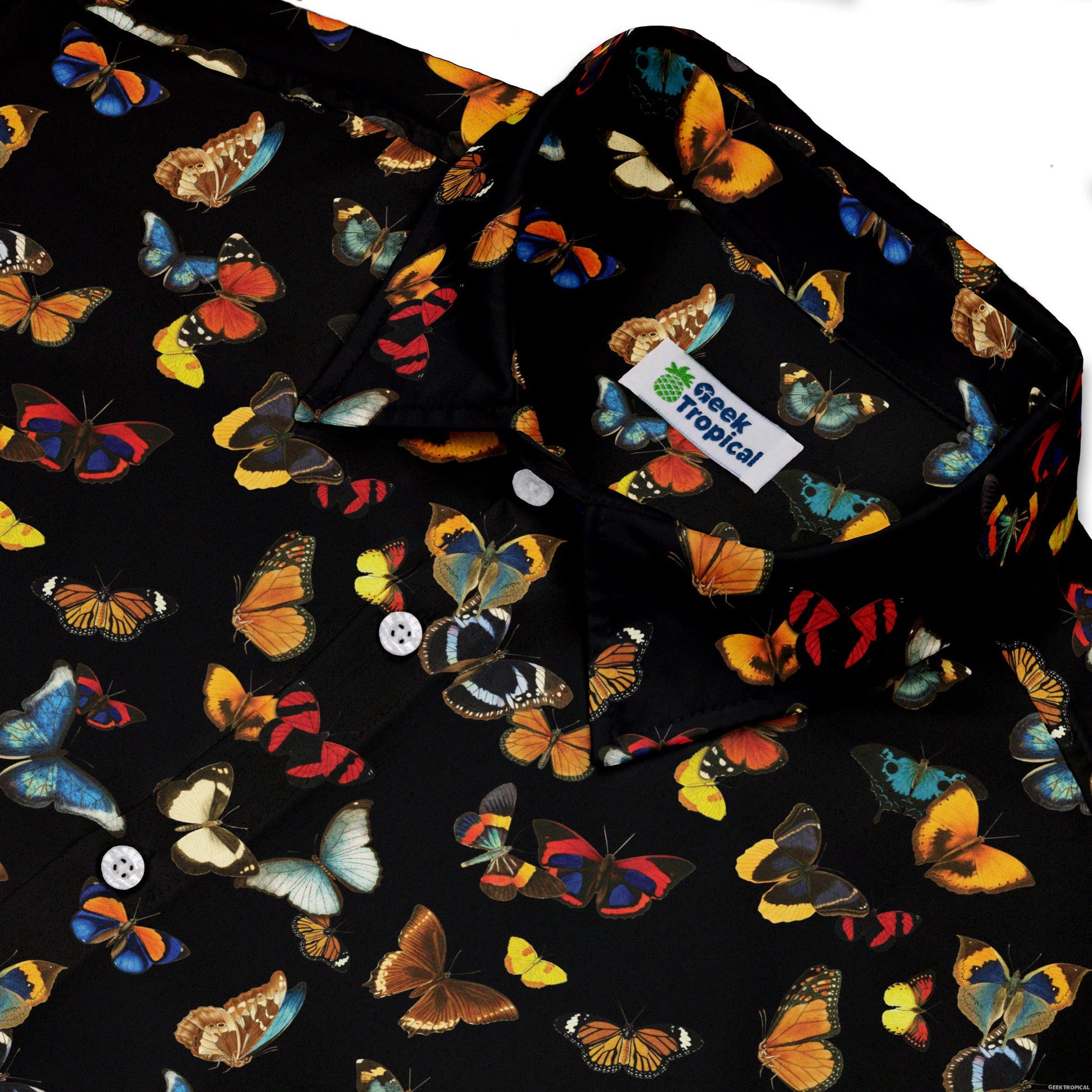 Butterfly Spring Button Up Shirt Geek Nerd 0925 adult sizing All Adult Button Up Shirts