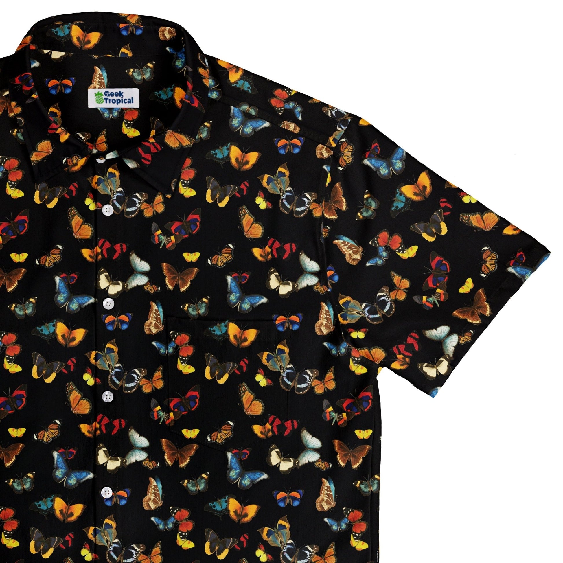 Butterfly Spring Button Up Shirt Geek Nerd 0925 adult sizing All Adult Button Up Shirts