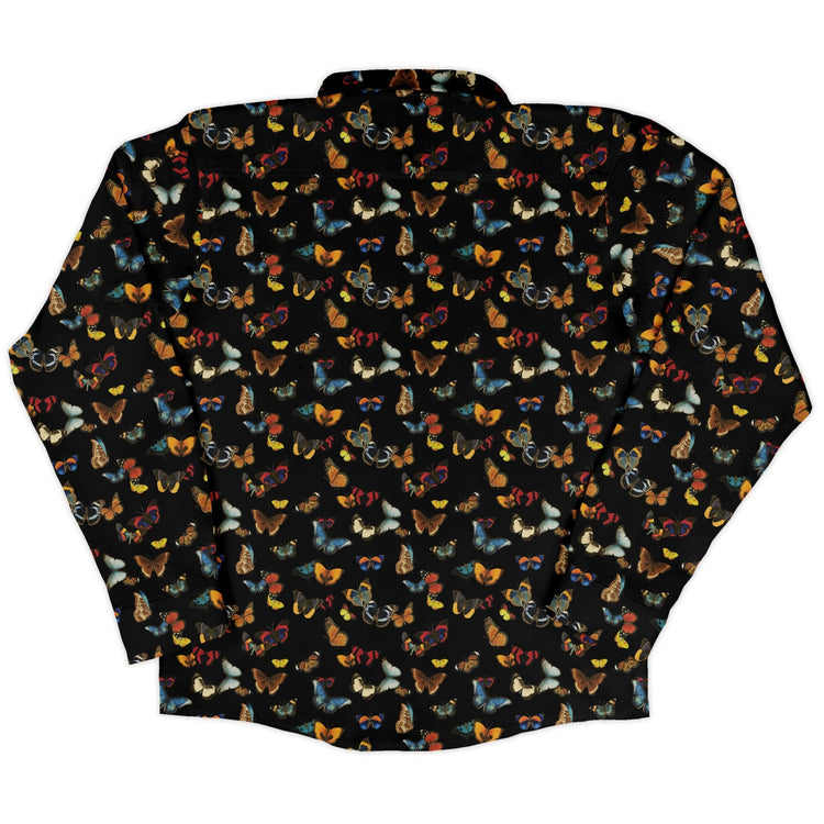 Butterfly Spring Long Sleeve Button Up Shirt Geek Nerd 0925 adult sizing All Adult Button Up Shirts