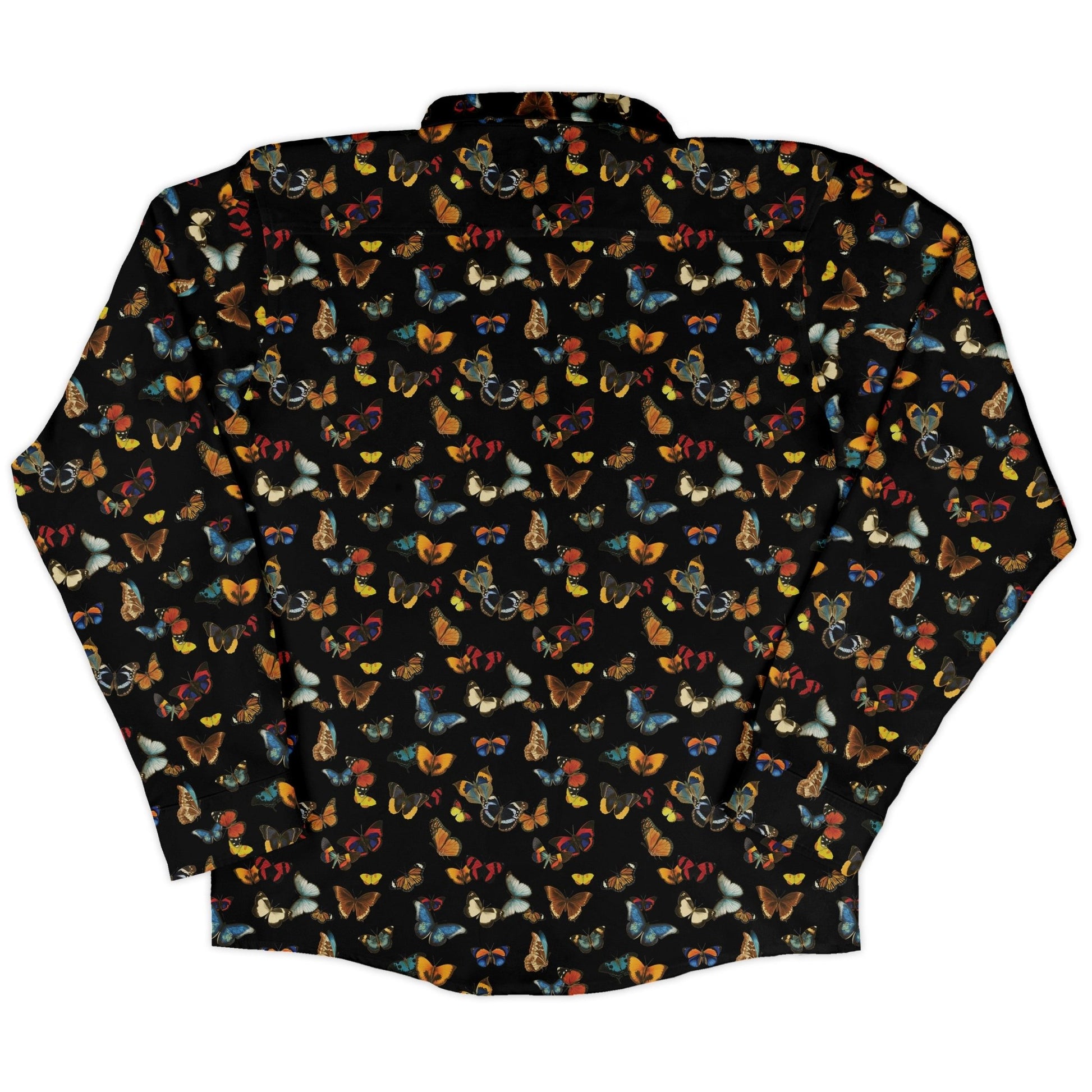 Butterfly Spring Long Sleeve Button Up Shirt Geek Nerd 0925 adult sizing All Adult Button Up Shirts