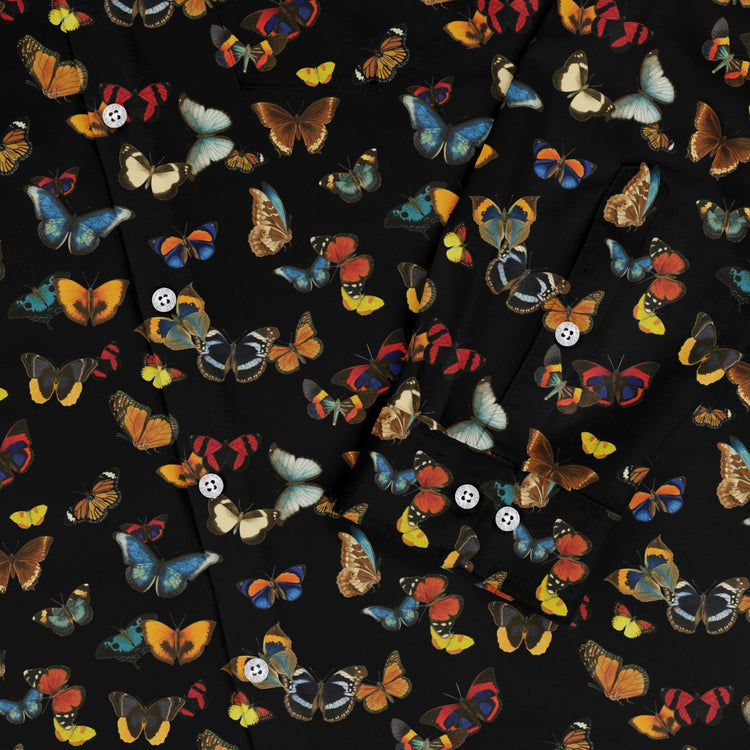 Butterfly Spring Long Sleeve Button Up Shirt Geek Nerd 0925 adult sizing All Adult Button Up Shirts