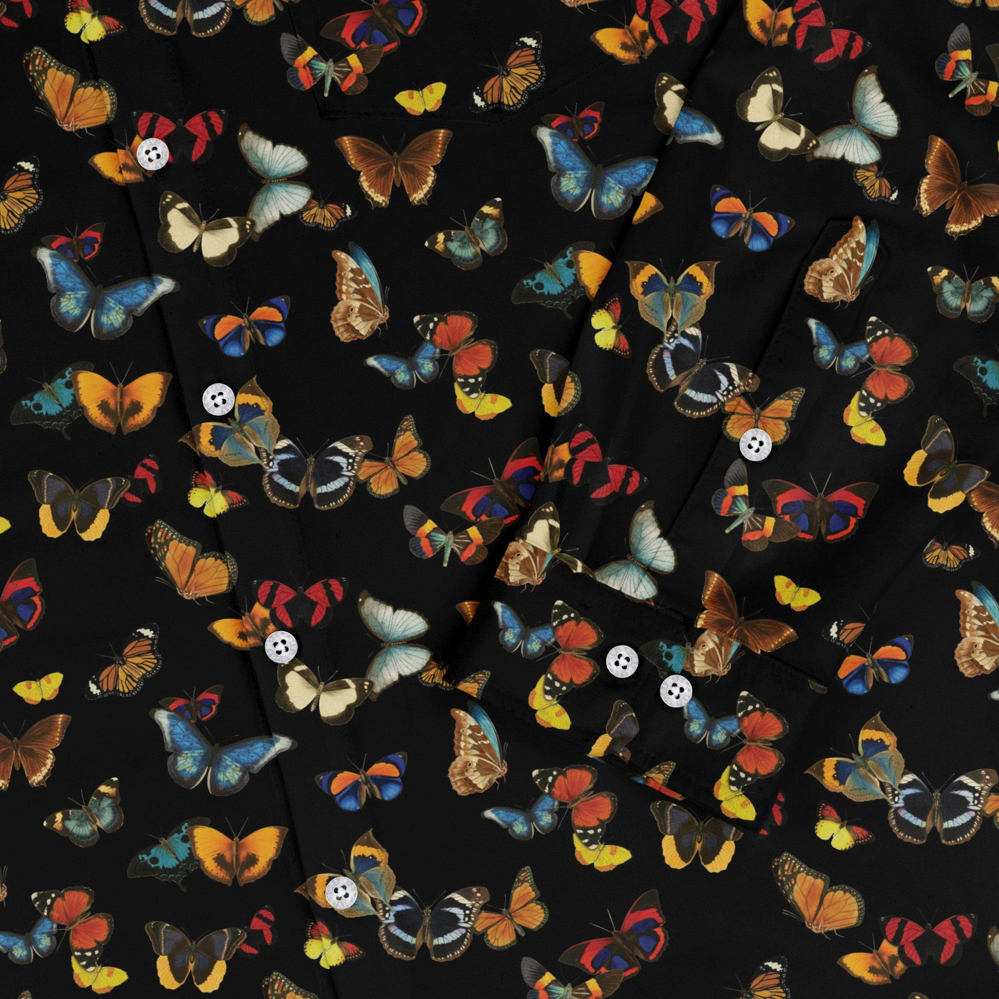 Butterfly Spring Long Sleeve Button Up Shirt Geek Nerd 0925 adult sizing All Adult Button Up Shirts