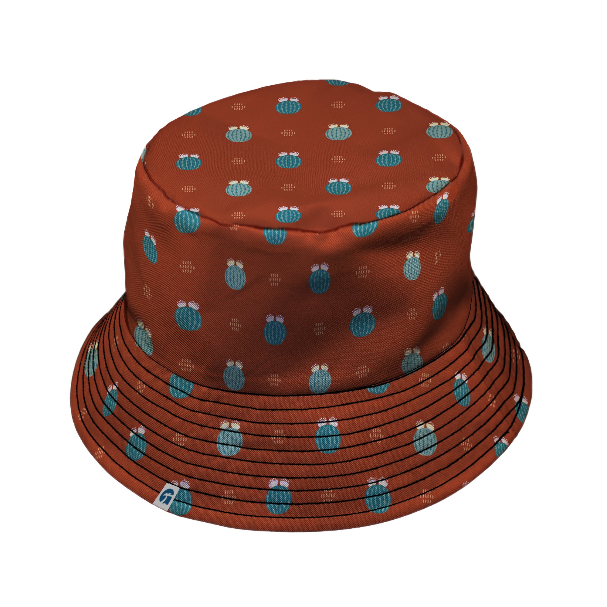 Cactus Spike Desert Dark Bucket Hat Black Stitching