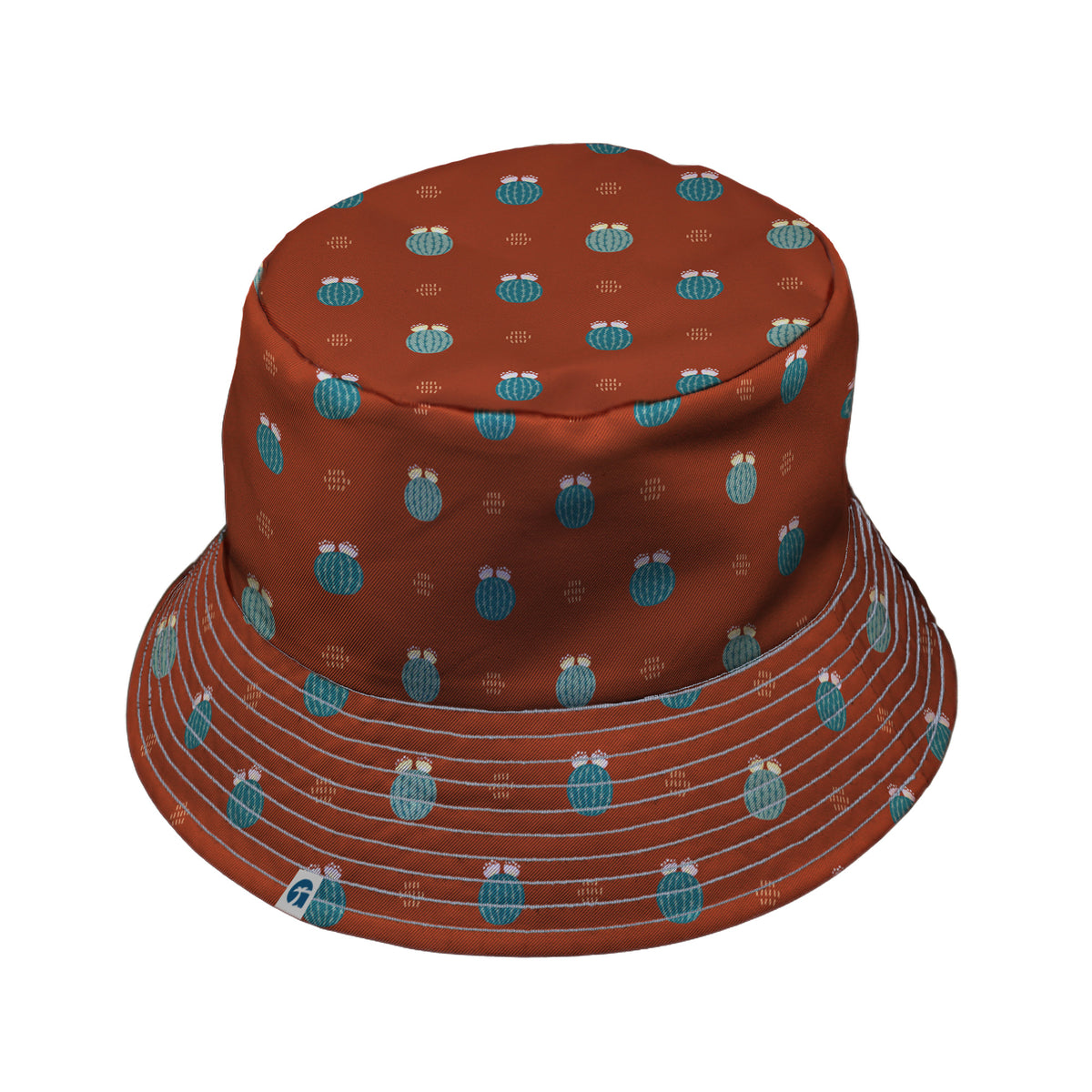 Cactus Spike Desert Dark Bucket Hat Gray Stitching