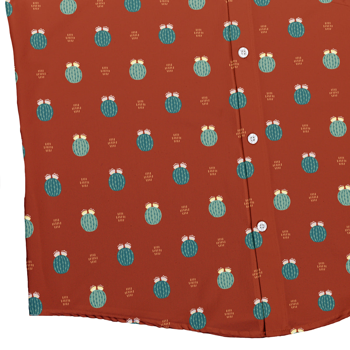 Cactus Spike Desert Dark Button Up Shirt Bottom Corner