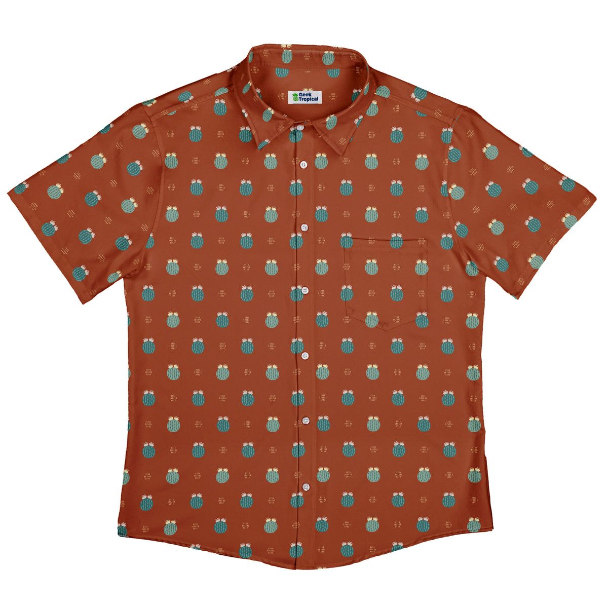Cactus Spike Desert Dark Button Up Shirt Flat Front