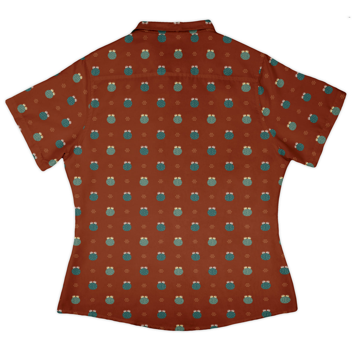 Cactus Spike Desert Dark Curvy Button Up Shirt womens back