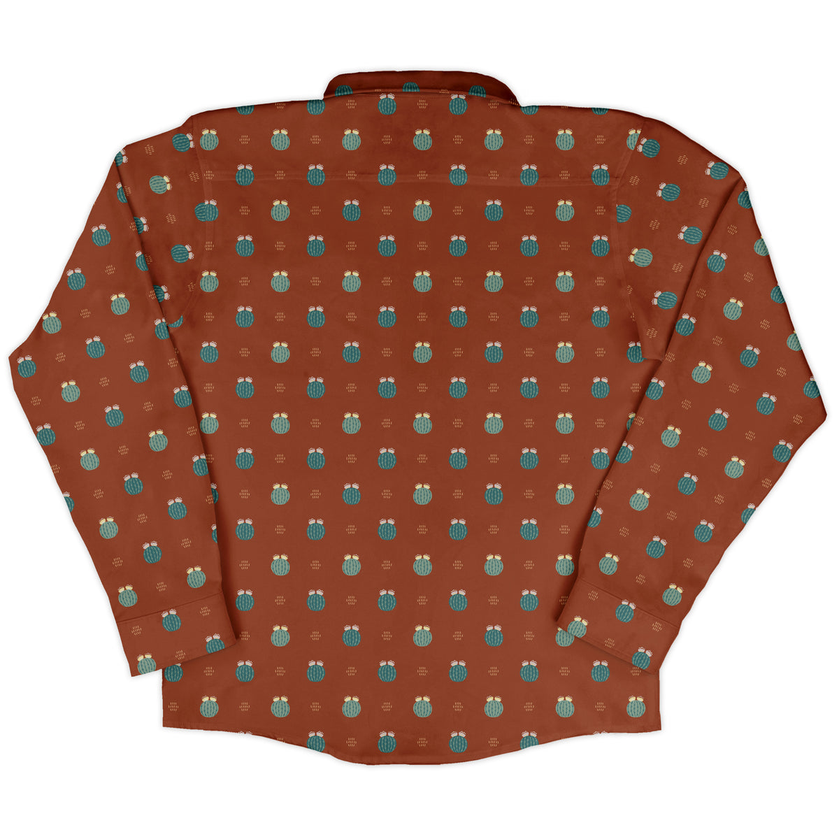 Cactus Spike Desert Dark Long Sleeve Button Up Shirt Old Long Sleeve Button Up Shirt back