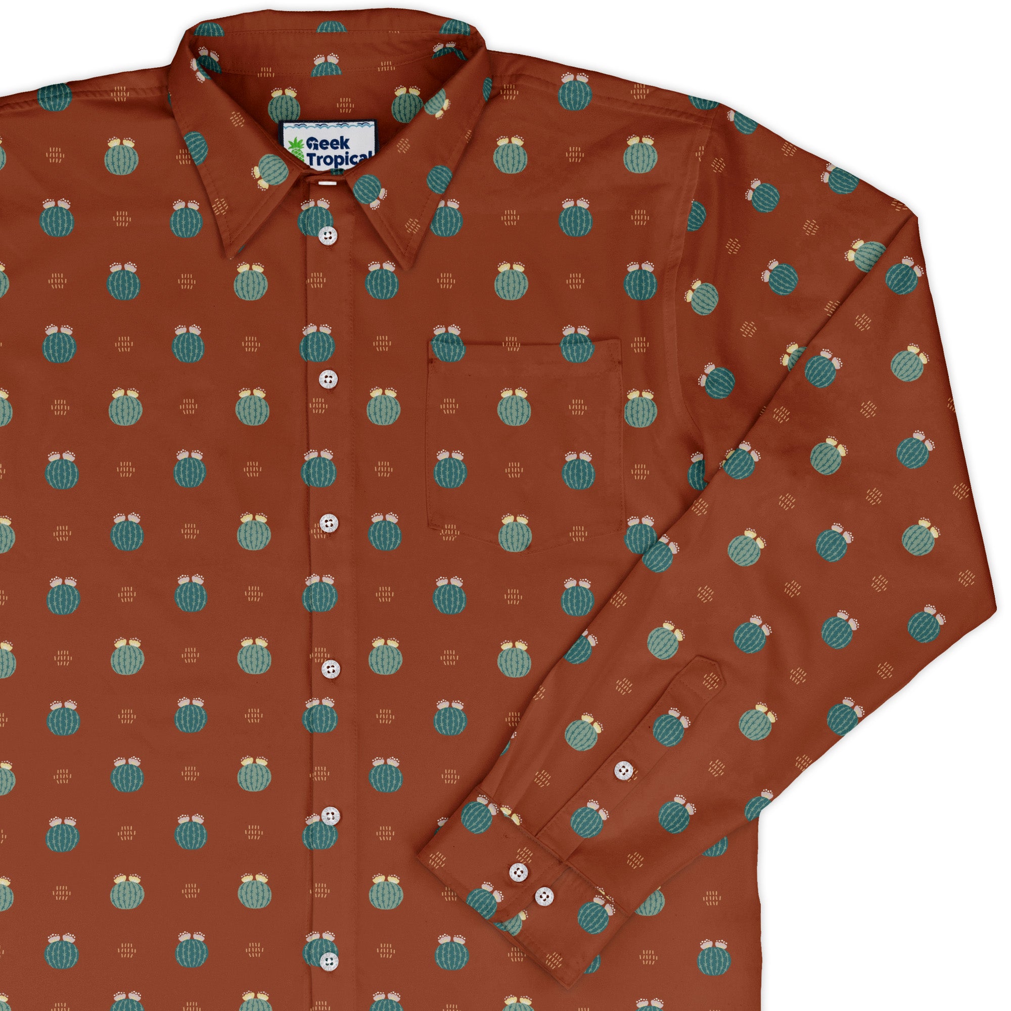 Cactus Spike Desert Dark Long Sleeve Button Up Shirt Old Long Sleeve Button Up Shirt cover