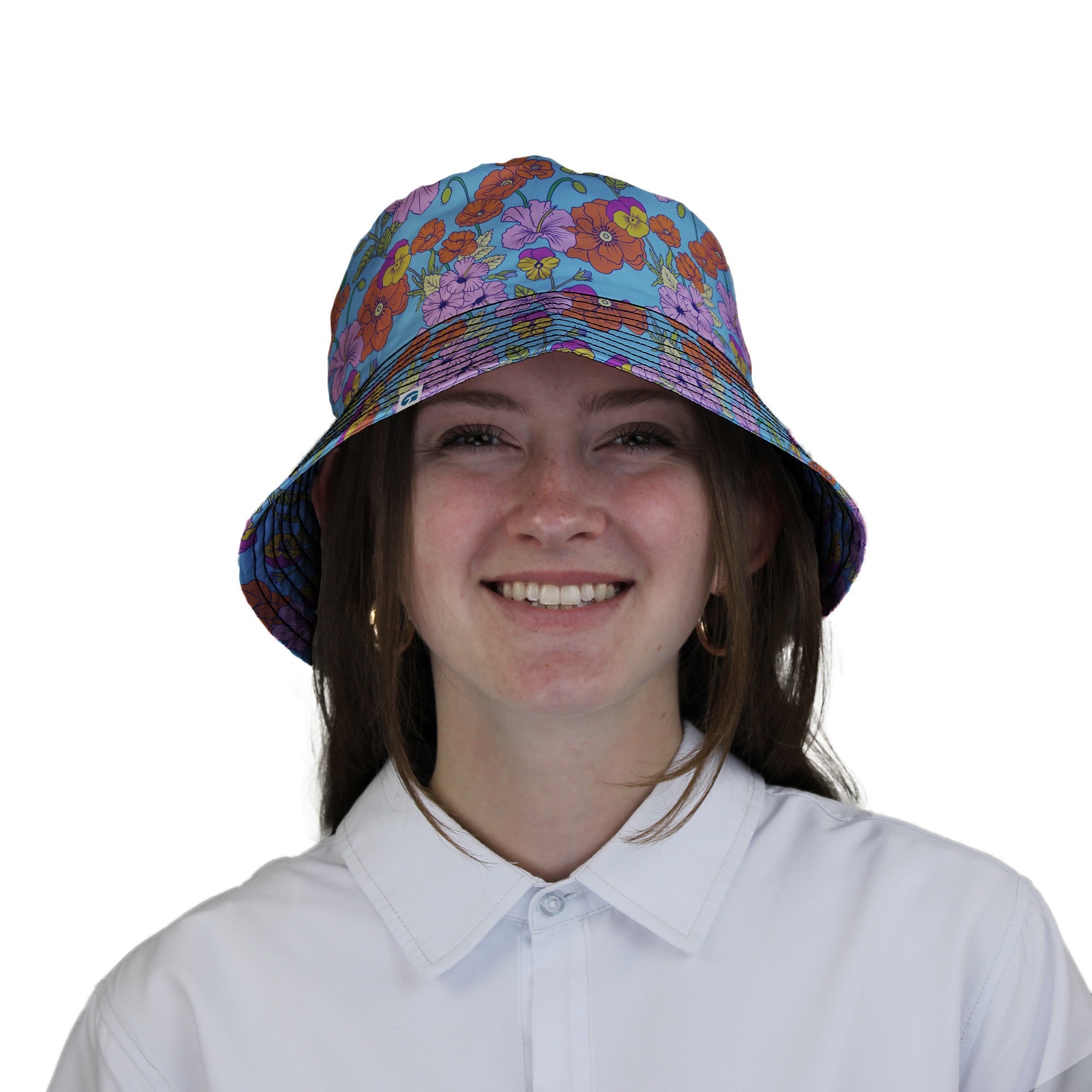 California Flowers Bucket Hat Geek Nerd botany print Design by Julie Kitzes lx - B
