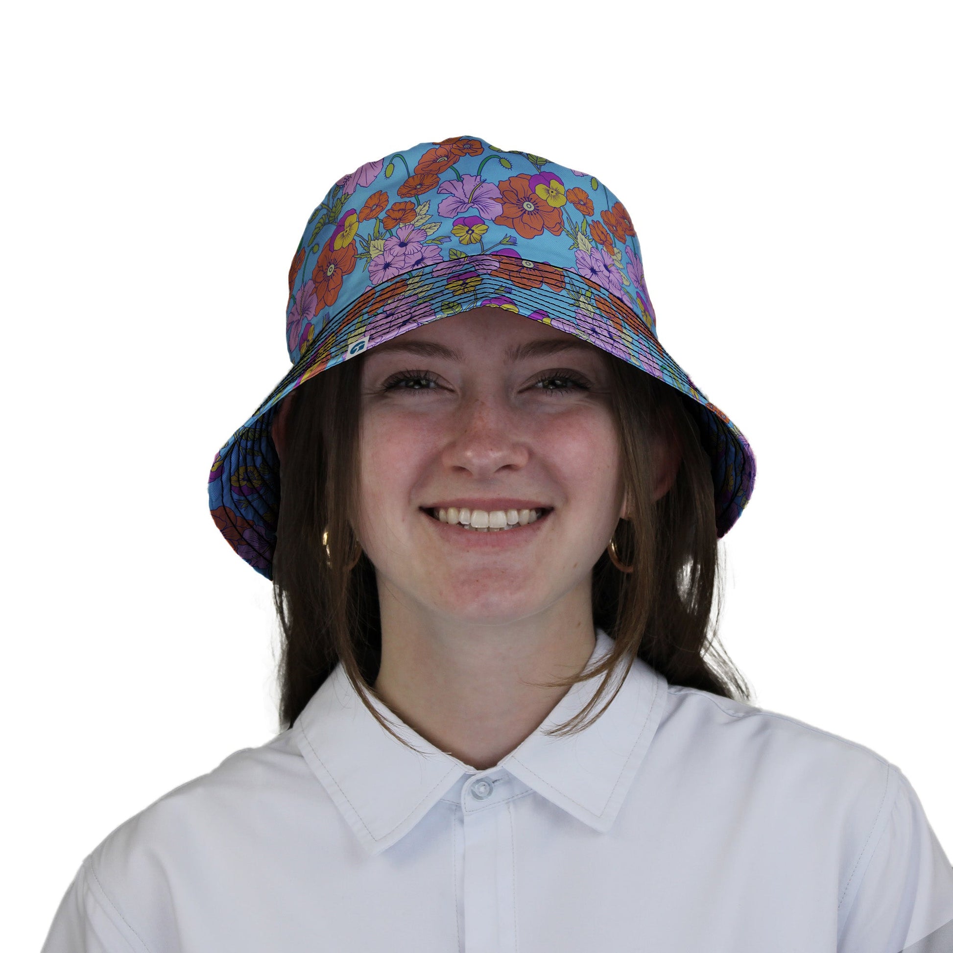 California Flowers Bucket Hat Geek Nerd botany print Design by Julie Kitzes lx - B