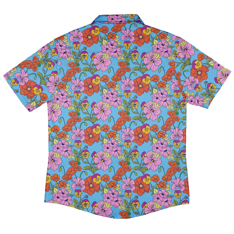 California Flowers Button Up Shirt Geek Nerd adult sizing botany print Design by Julie Kitzes