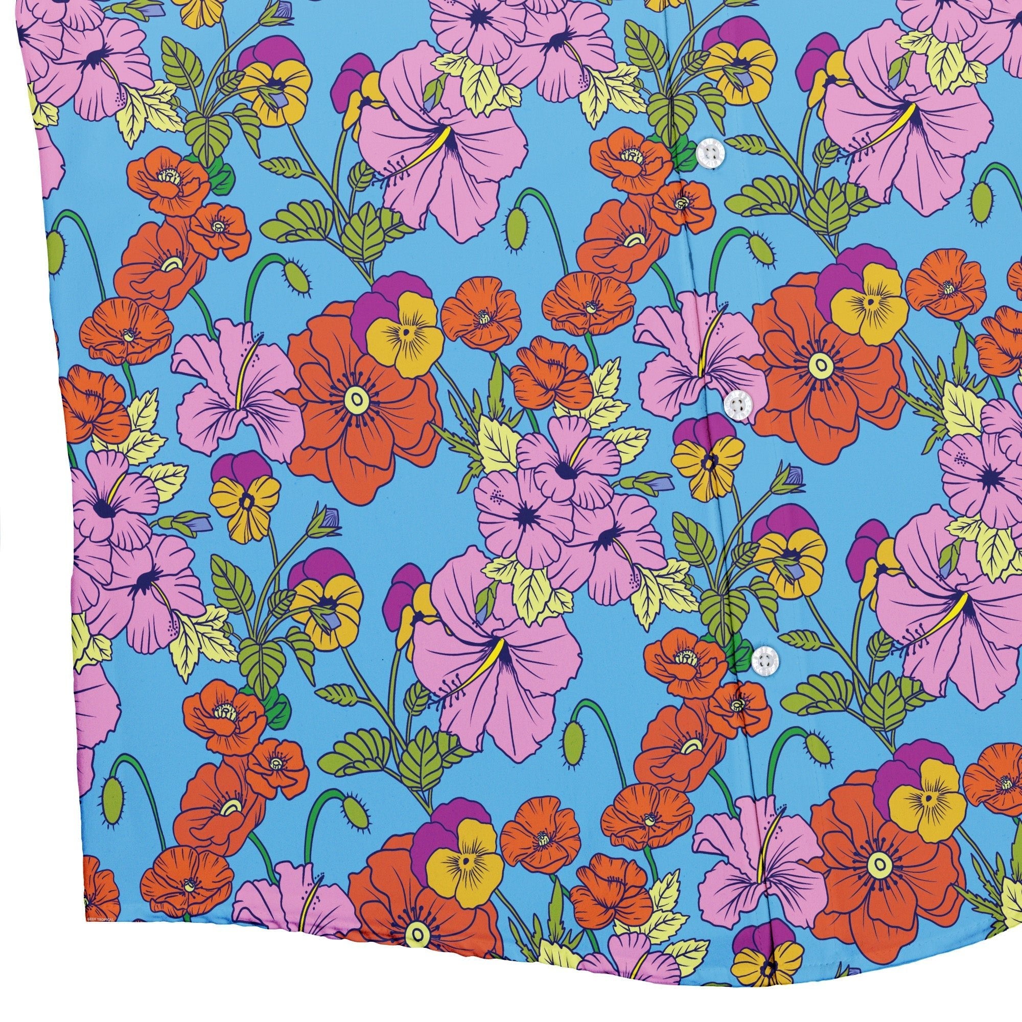 California Flowers Button Up Shirt Geek Nerd adult sizing botany print Design by Julie Kitzes
