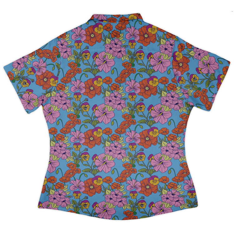 California Flowers Curvy Button Up Shirt Geek Nerd botany print Design by Julie Kitzes q225