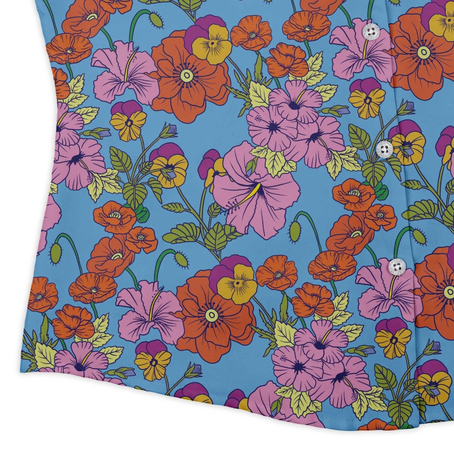 California Flowers Curvy Button Up Shirt Geek Nerd botany print Design by Julie Kitzes q225