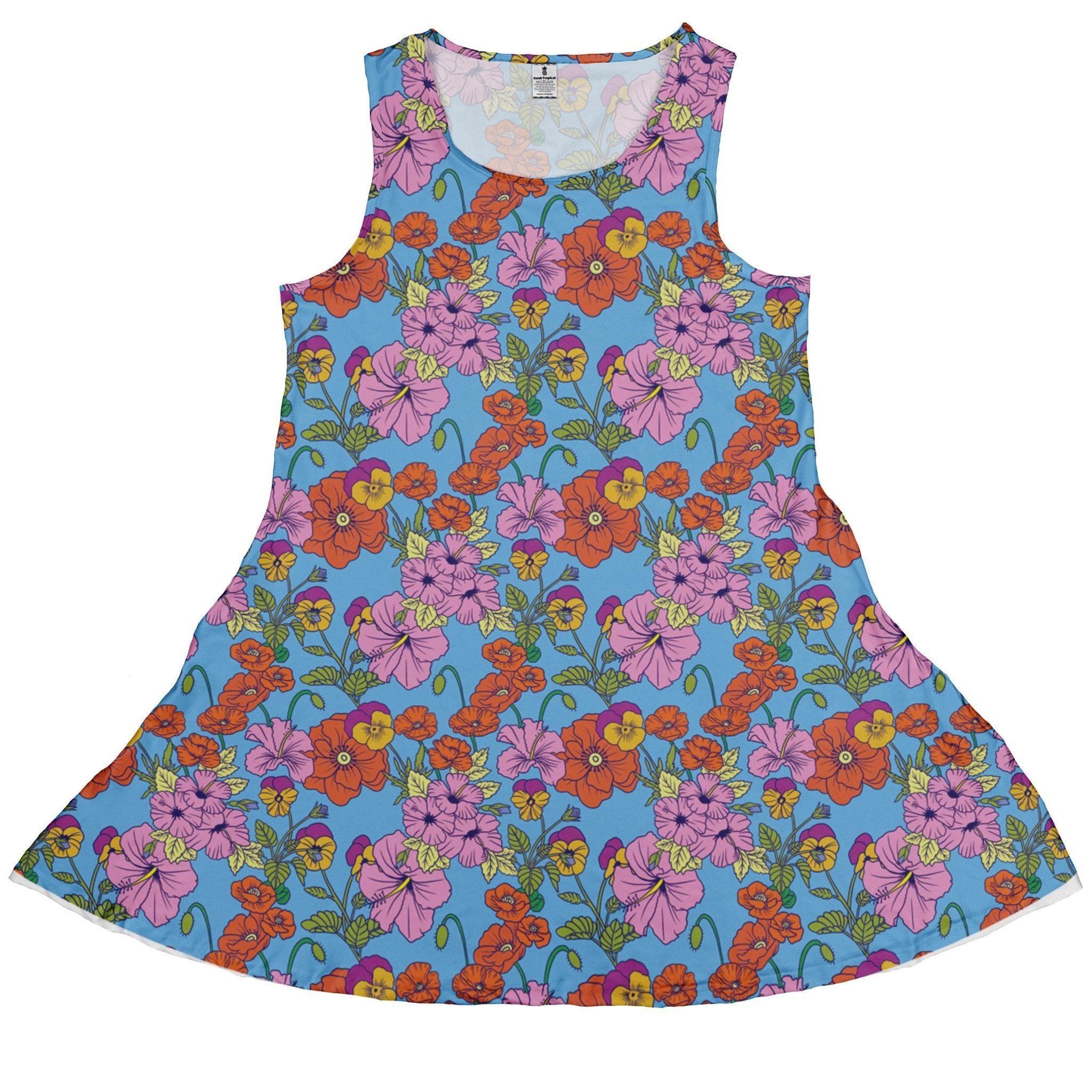 California Flowers Dress Geek Nerd botany print Design by Julie Kitzes lx - C