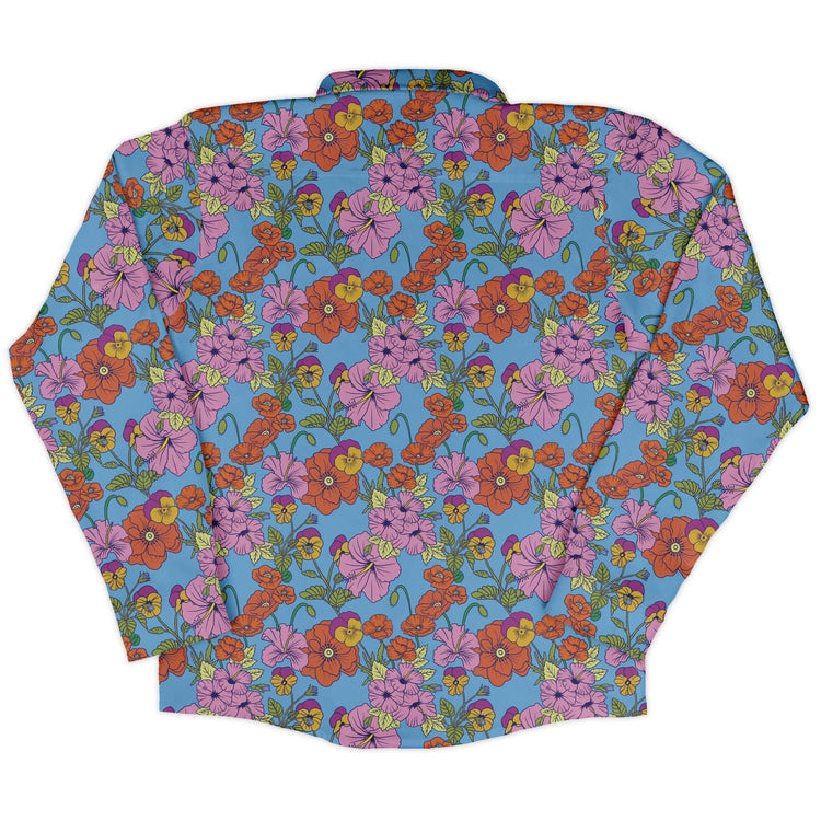California Flowers Long Sleeve Button Up Shirt Geek Nerd adult sizing botany print Design by Julie Kitzes