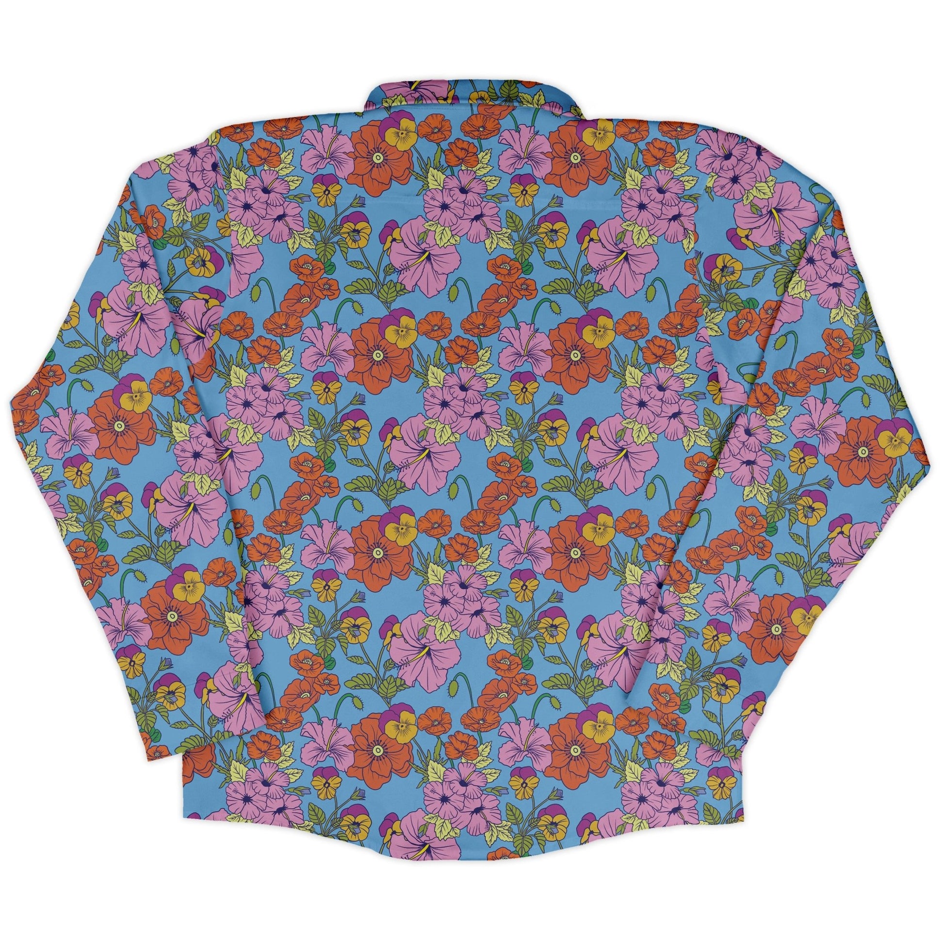 California Flowers Long Sleeve Button Up Shirt Geek Nerd adult sizing botany print Design by Julie Kitzes