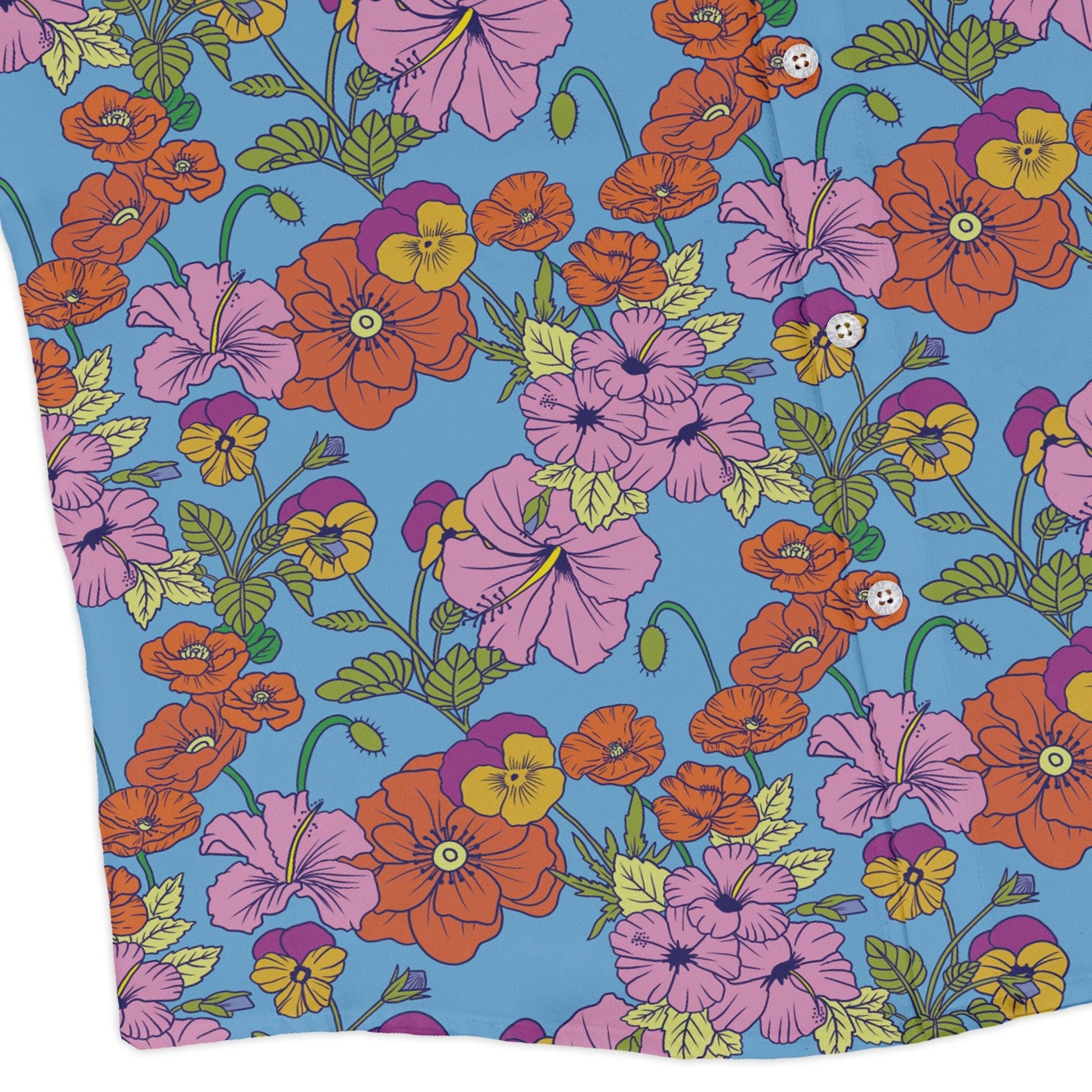 California Flowers Long Sleeve Button Up Shirt Geek Nerd adult sizing botany print Design by Julie Kitzes