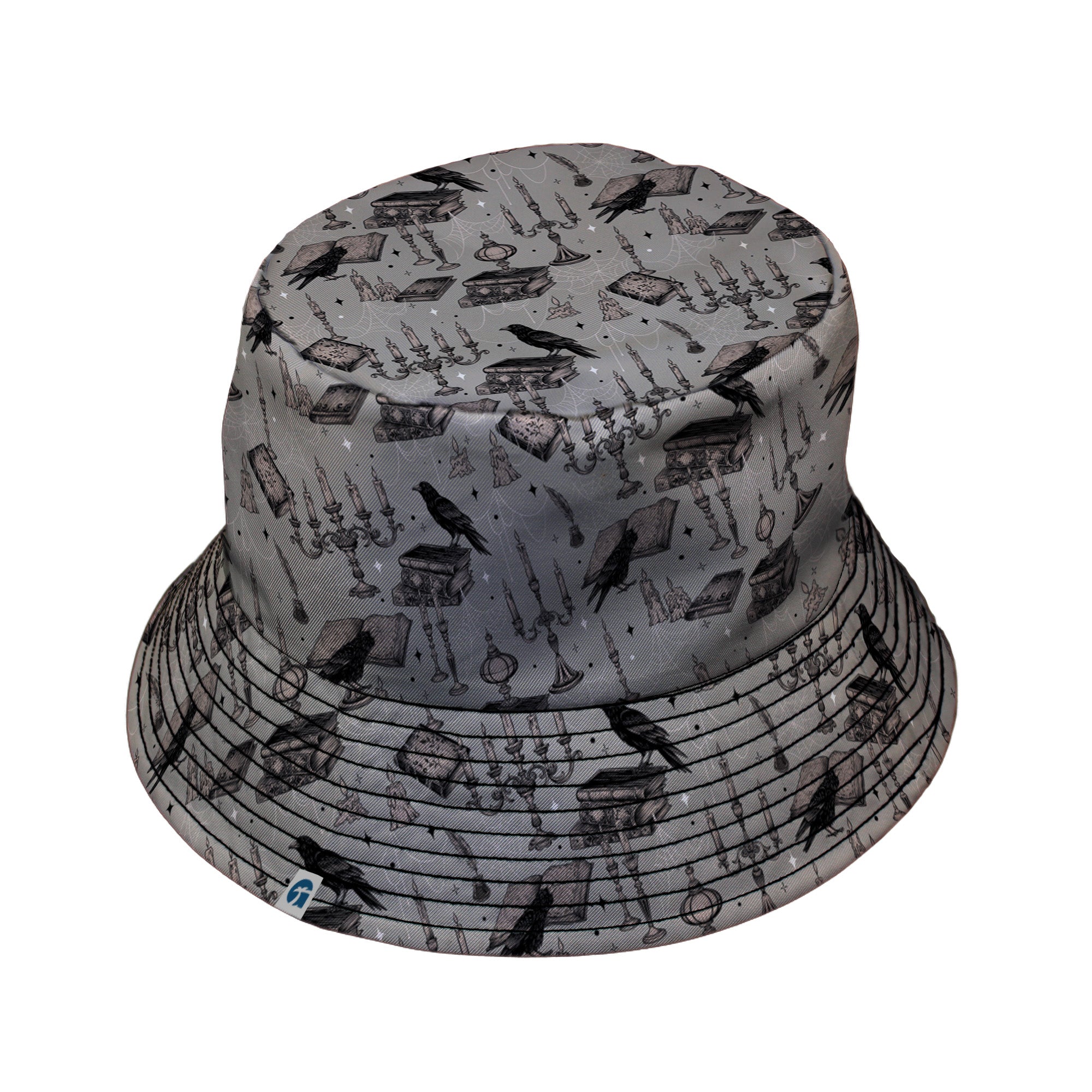 Candelabra and Crows Bucket Hat Black Stitching