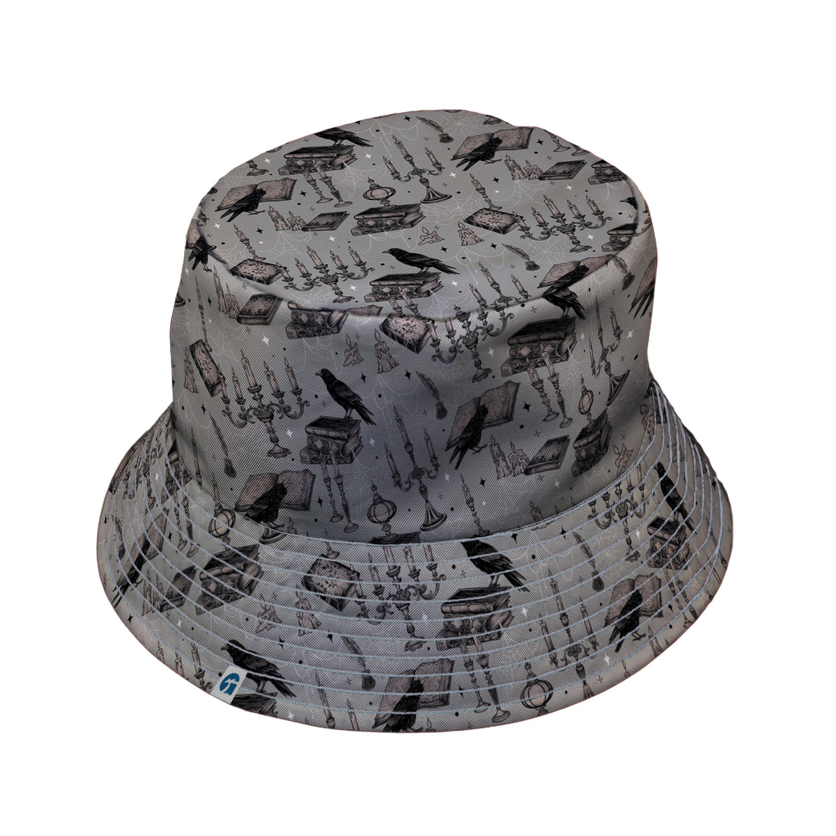 Candelabra and Crows Bucket Hat Gray Stitching