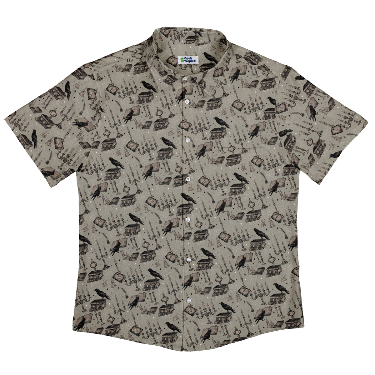 Candelabra and Crows Button Up Shirt Flat Front