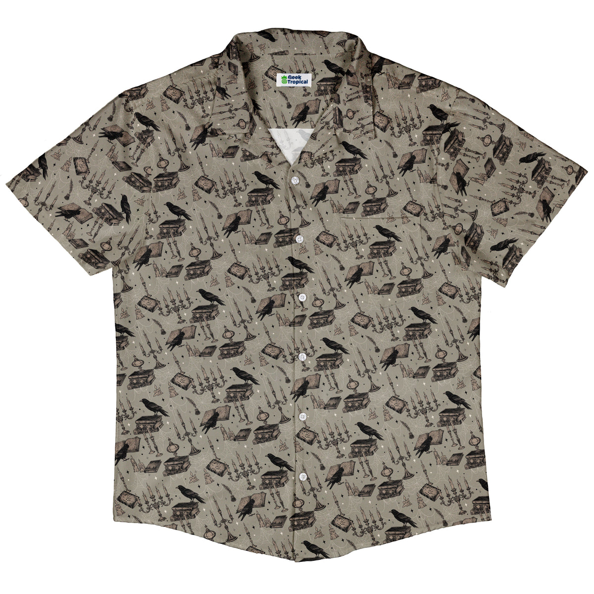 Candelabra and Crows Button Up Shirt Hawaiian Front