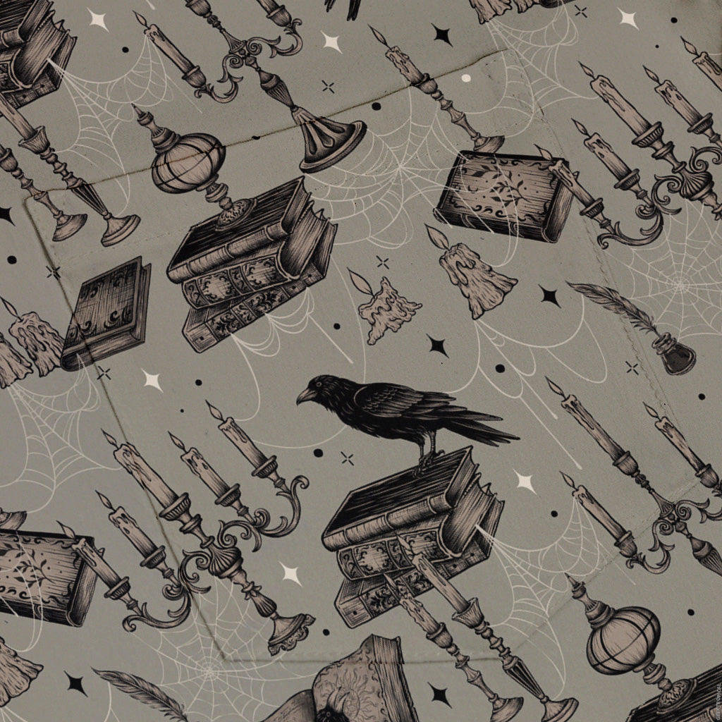 Candelabra and Crows Button Up Shirt Pocket