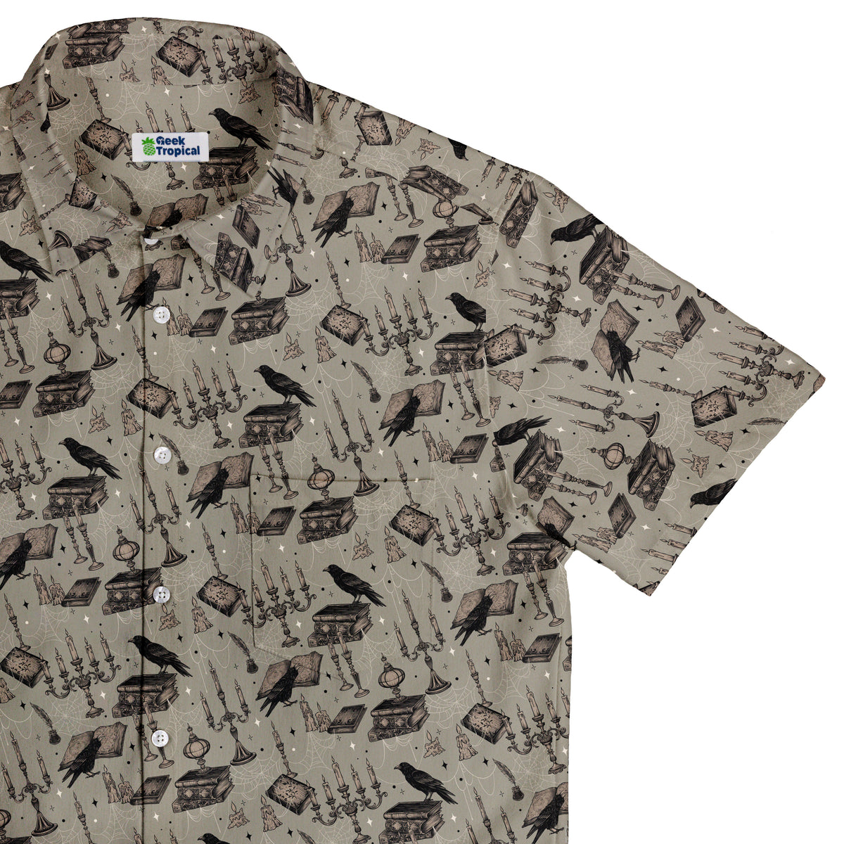 Candelabra and Crows Button Up Shirt Top Corner