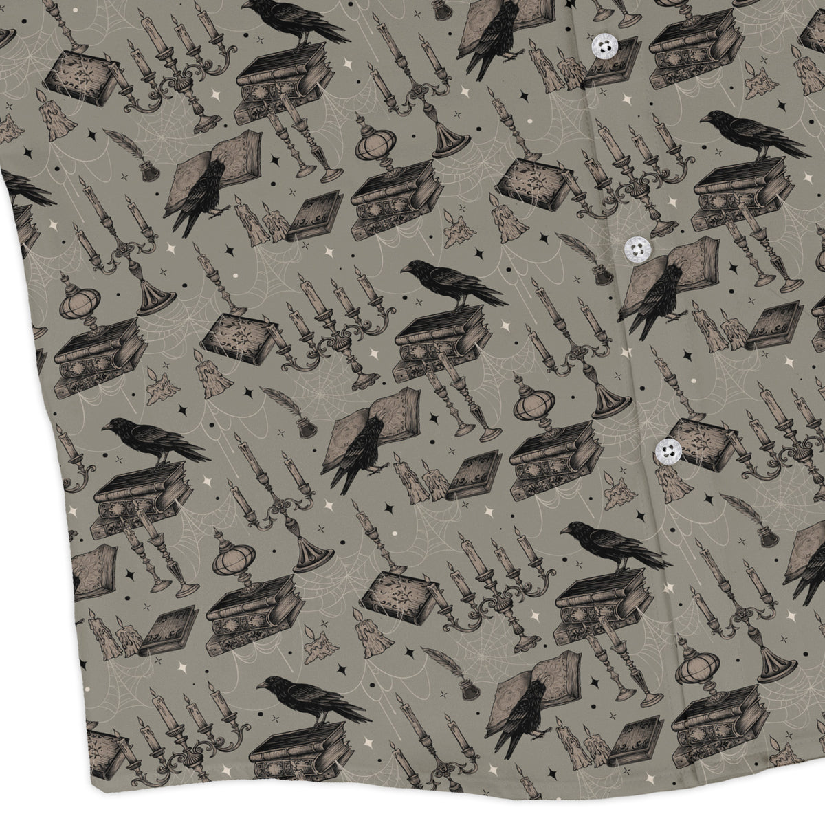Candelabra and Crows Long Sleeve Button Up Shirt corner