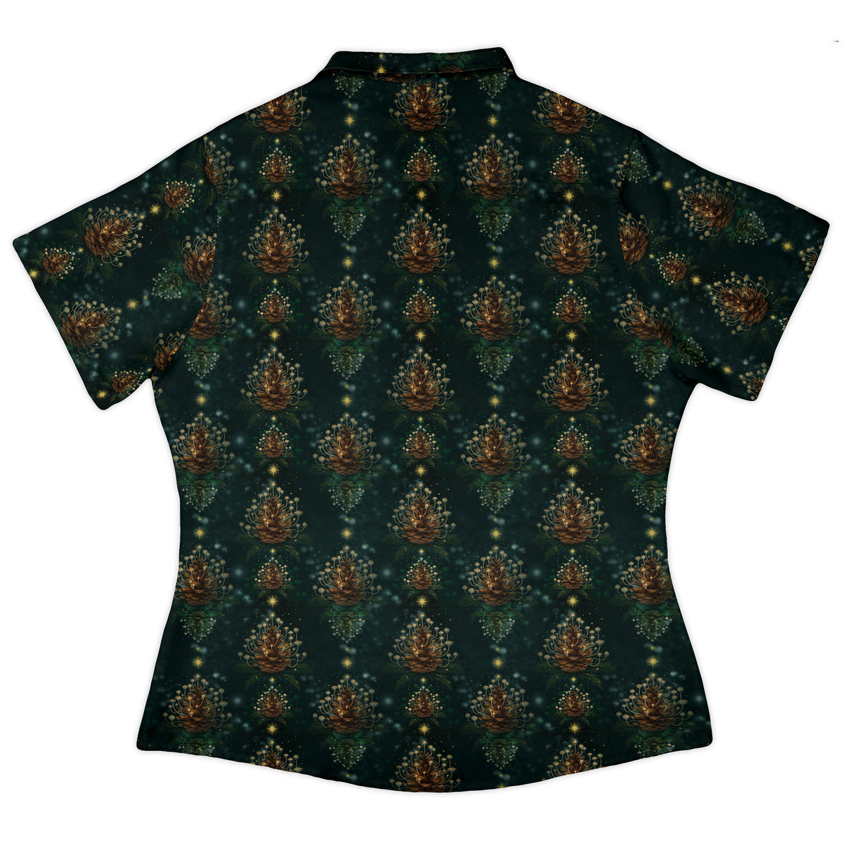 Candlelight Pine Cone Curvy Button Up Shirt womens back