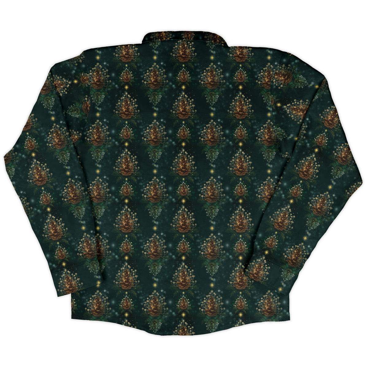 Candlelight Pine Cone Long Sleeve Button Up Shirt back