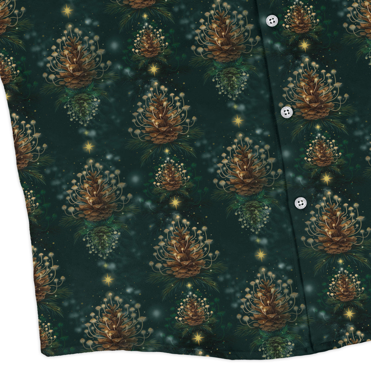 Candlelight Pine Cone Long Sleeve Button Up Shirt corner