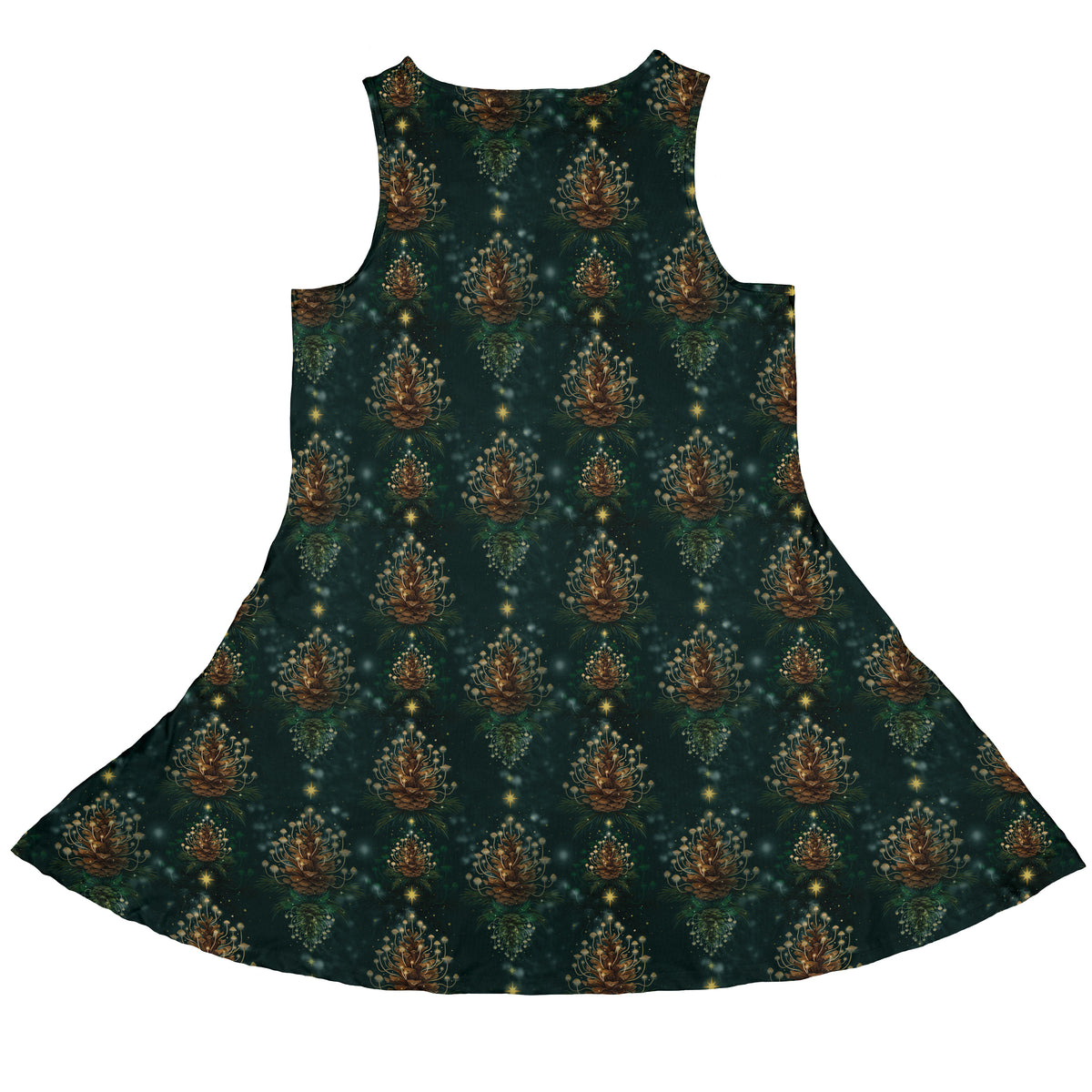 Candlelight Pine Cone Sleeveless Dress back