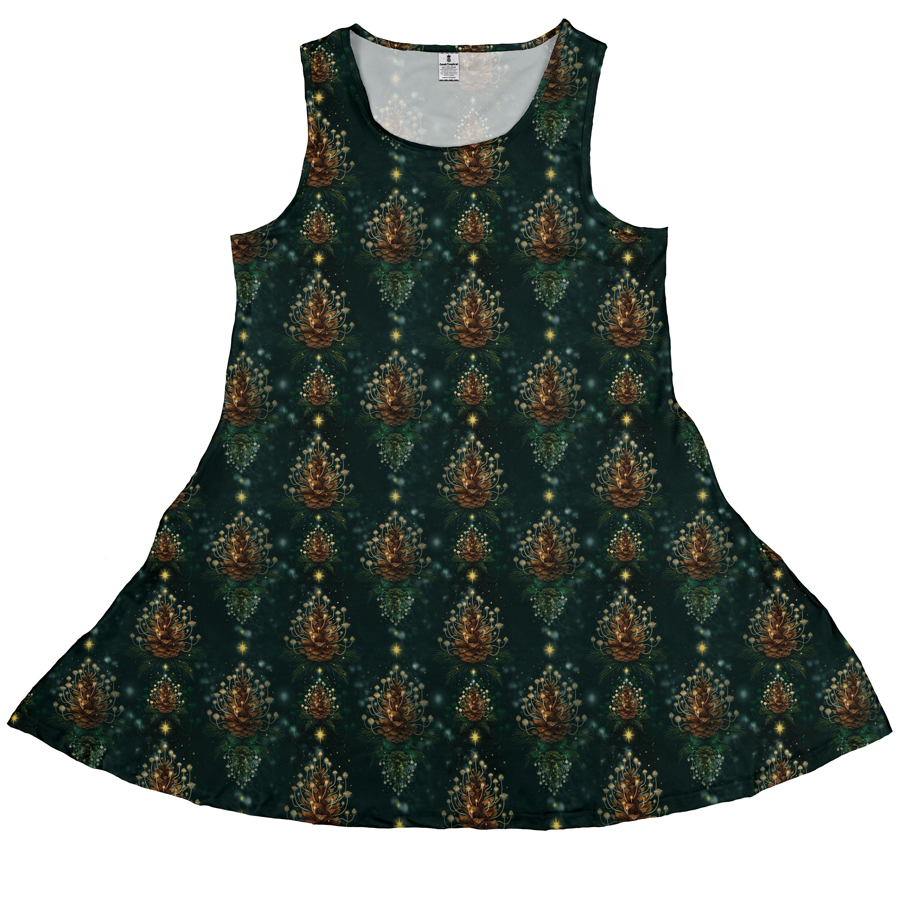 Candlelight Pine Cone Sleeveless Dress front