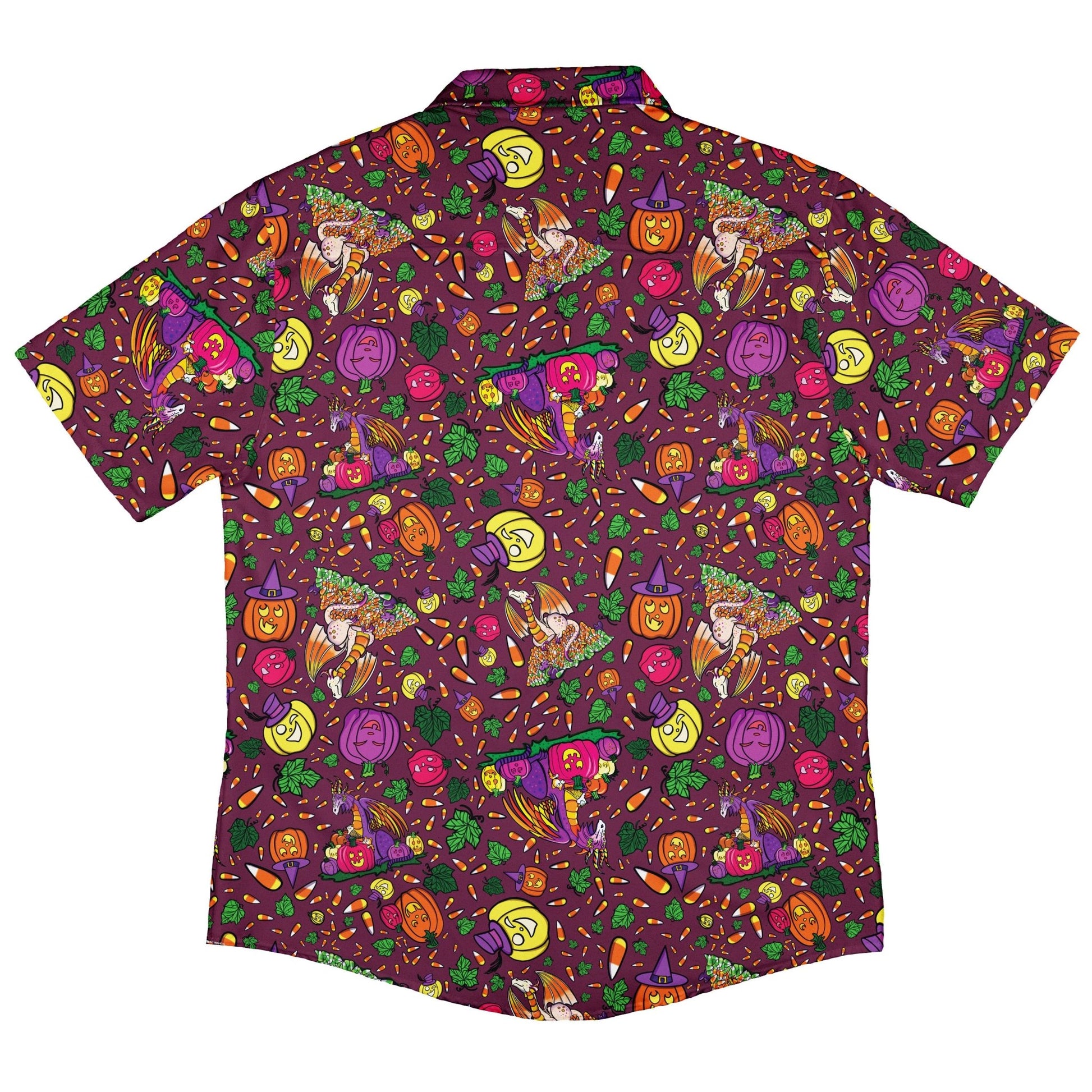 Candy Corn Dragon Button Up Shirt Geek Nerd adult sizing Designed by Rose Khan Fantasy Prints
