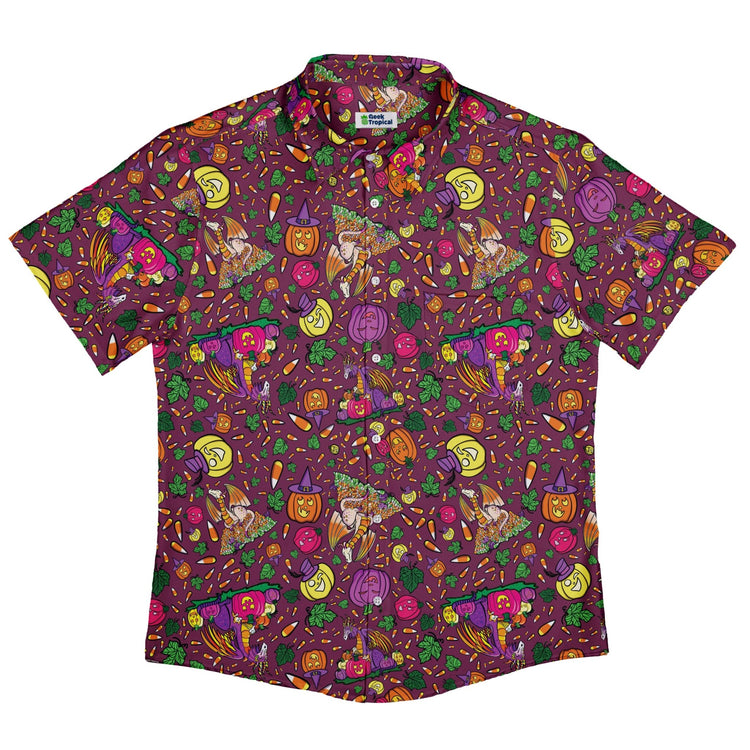 Candy Corn Dragon Button Up Shirt Geek Nerd adult sizing Designed by Rose Khan Fantasy Prints