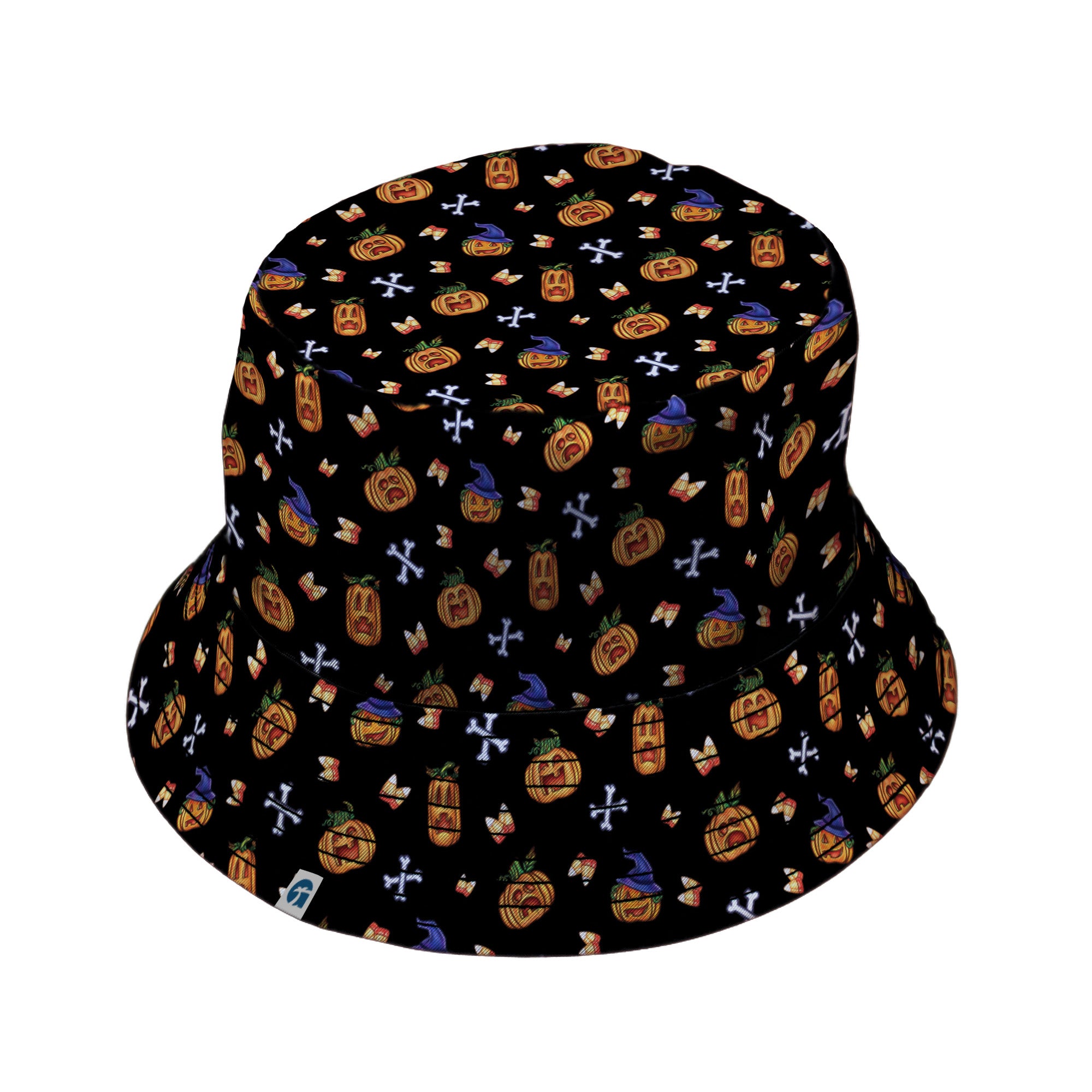 Candy Corn Pumpkins Bucket Hat Black Stitching