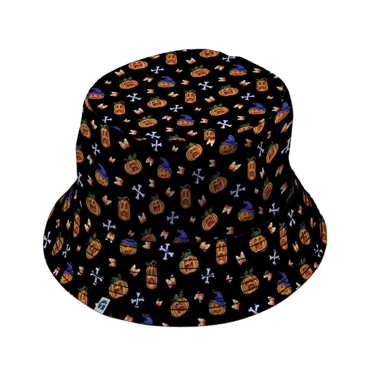Candy Corn Pumpkins Bucket Hat Black Stitching