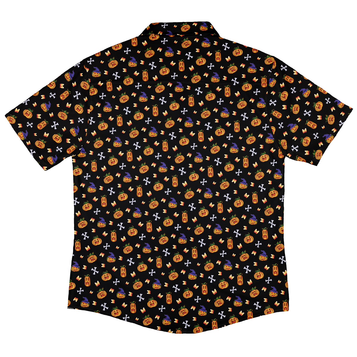 Candy Corn Pumpkins Button Up Shirt Back
