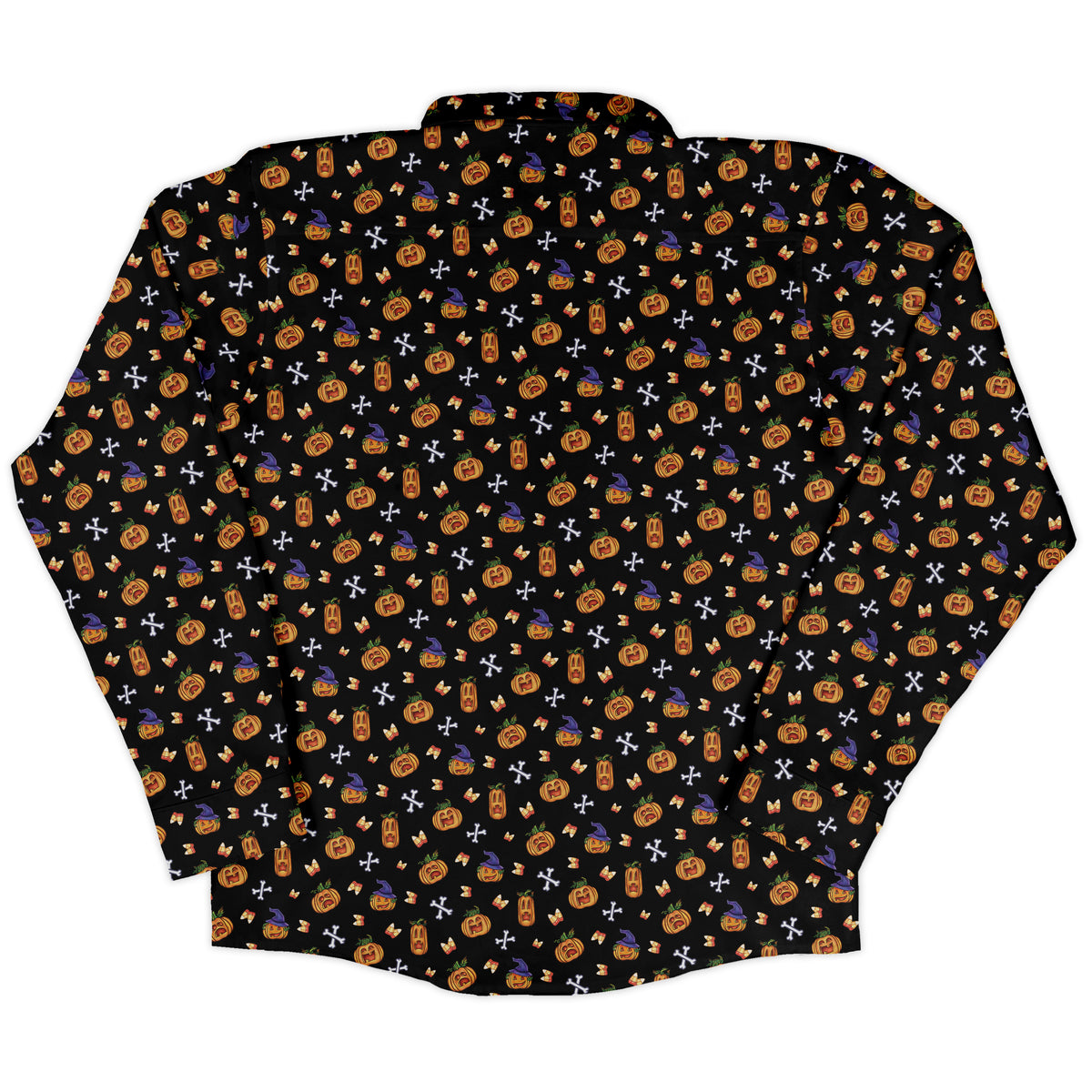 Candy Corn Pumpkins Long Sleeve Button Up Shirt Old Long Sleeve Button Up Shirt back