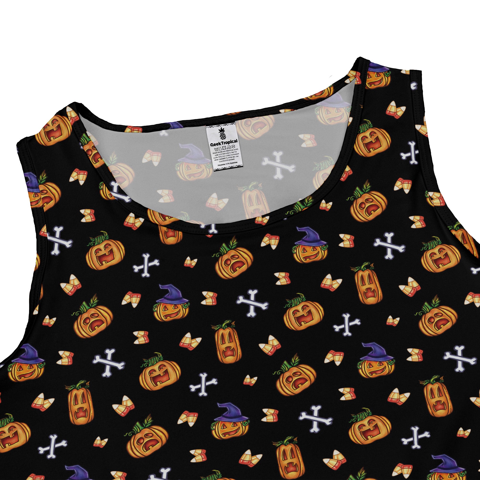 Candy Corn Pumpkins Sleeveless Dress close front